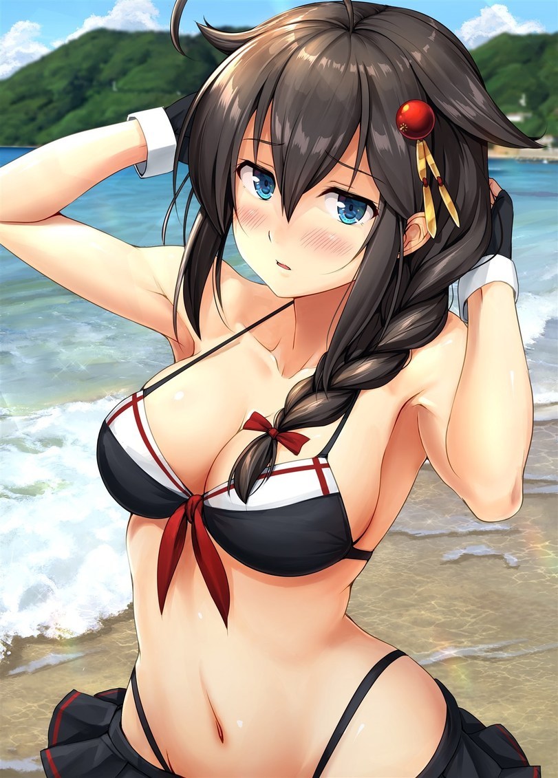 Shigure (artist: Ichikawa Feesu) - Kantai collection, Anime, Anime art, Shigure, Swimsuit