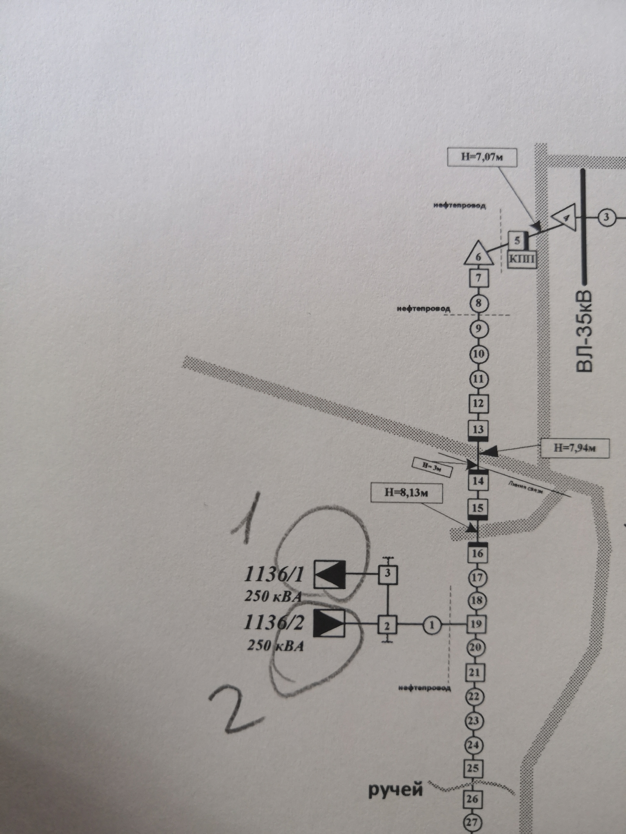 Supported, single-line diagrams - My, Scheme, Electricity, GOST