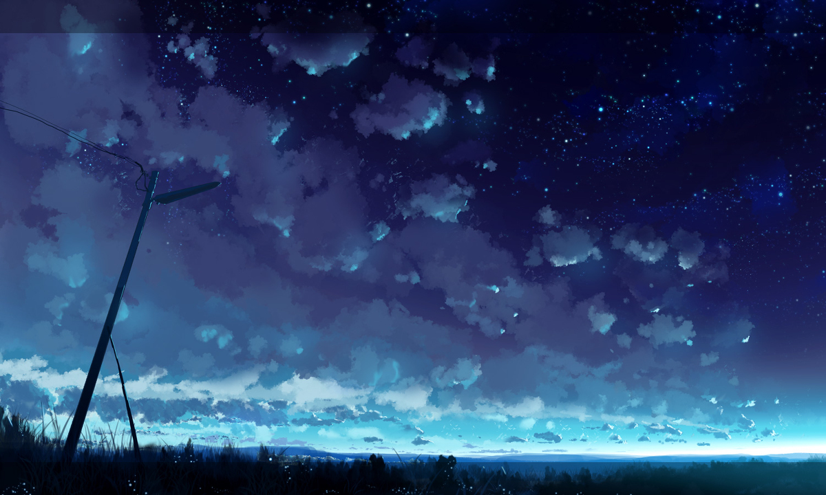 Sky - Art, Illustrations, Sky, Starry sky, Clouds, Pixiv, Longpost