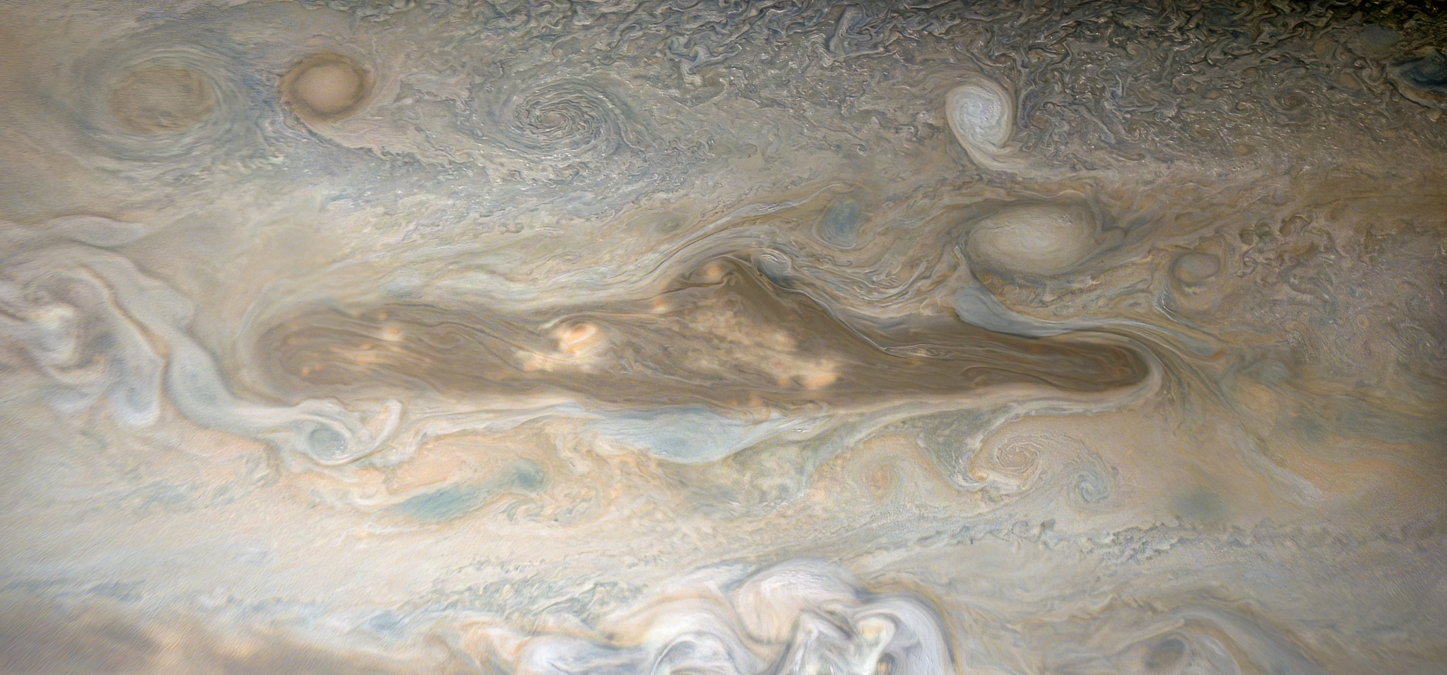 Bizarre shapes and bright colors of Jupiter's atmosphere in Juno images - Jupiter, Juno, Space, Longpost