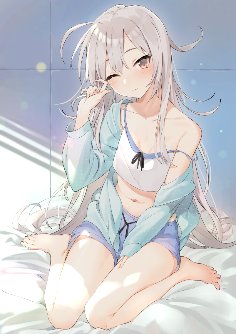 White hair - NSFW, Аниме, Anime Art, Original Character, Белые волосы, Нижнее белье, Купальник, Попа, Грудь, Длиннопост