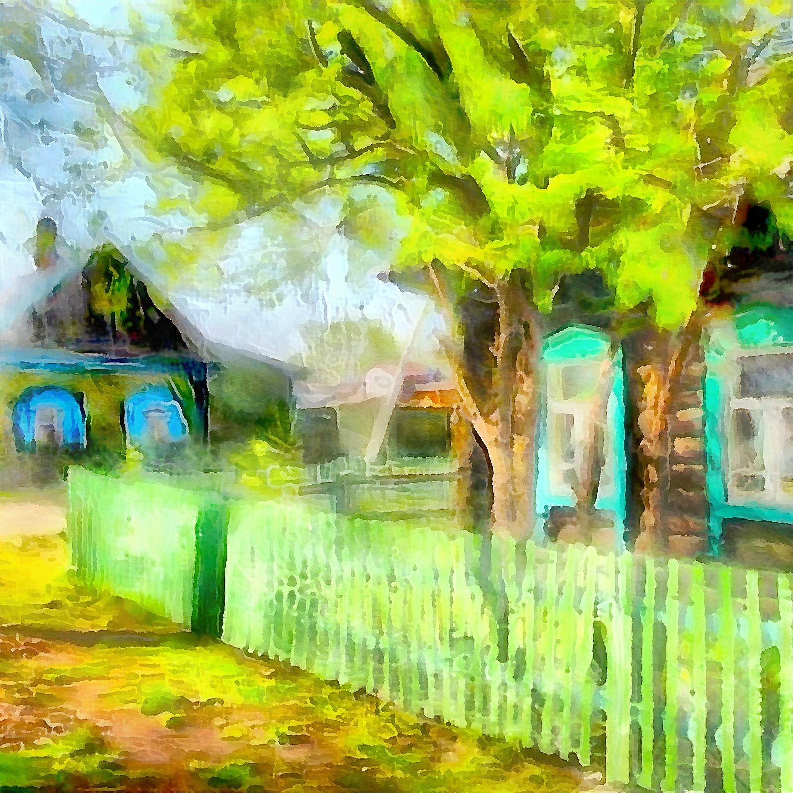 Country house - My, Digital drawing, House, Village, The sun