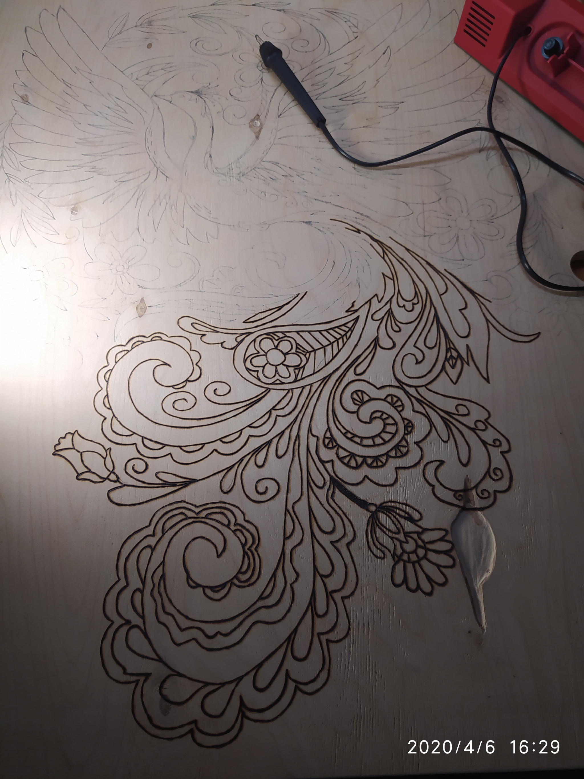 Well, here I am, doing it. Woodburning - My, Needlework, Longpost, Needlework with process, Pyrography, Firebird