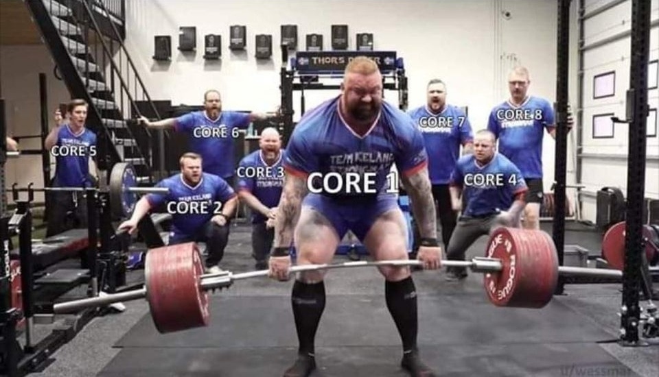 How does a multi-core processor work? - Weightlifting, Computer, Images, CPU, Haftor Bjornson, Humor, Body-building