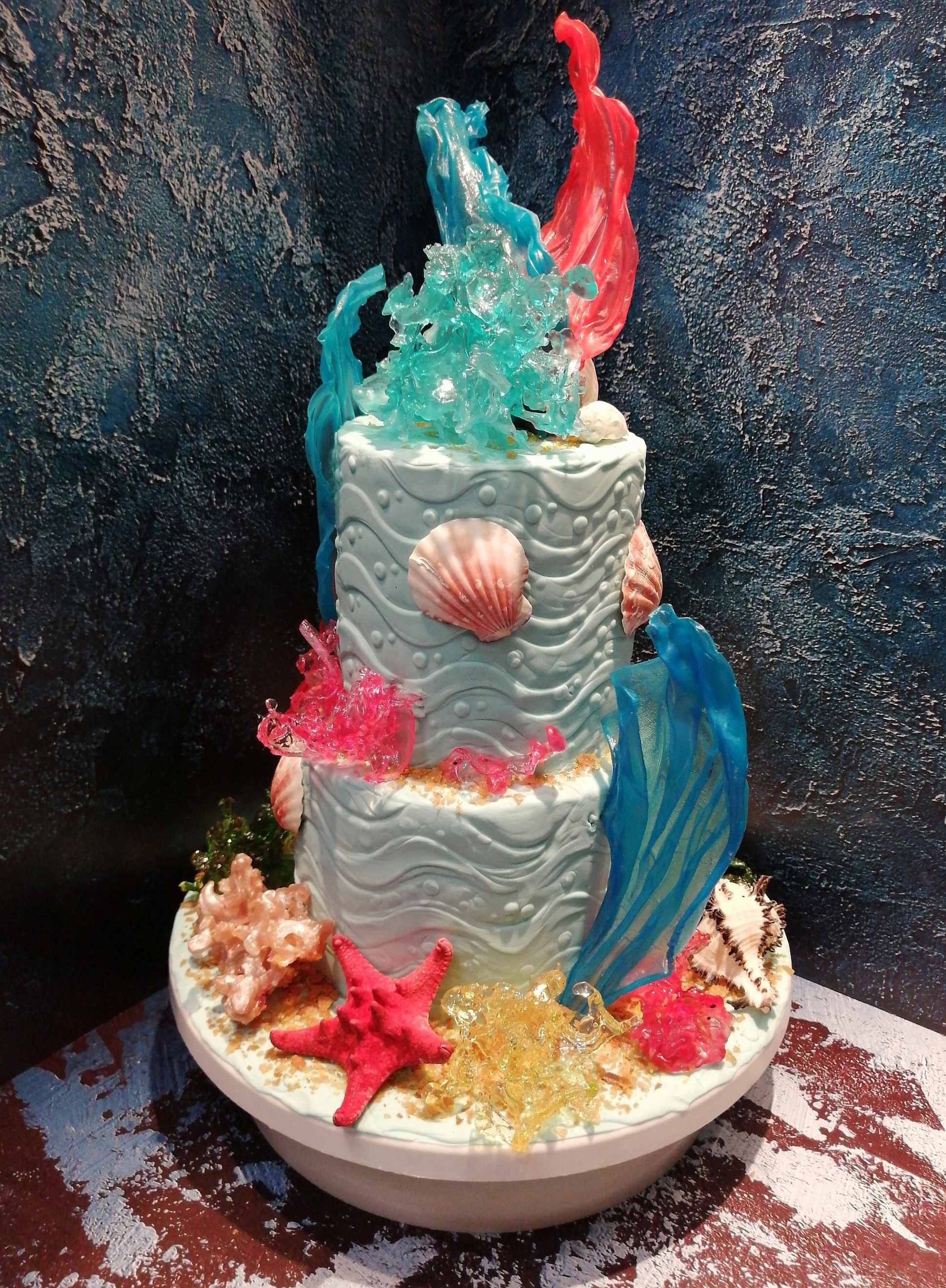 MK decorations for sea cake - My, Cake, Caramel, Video, Longpost