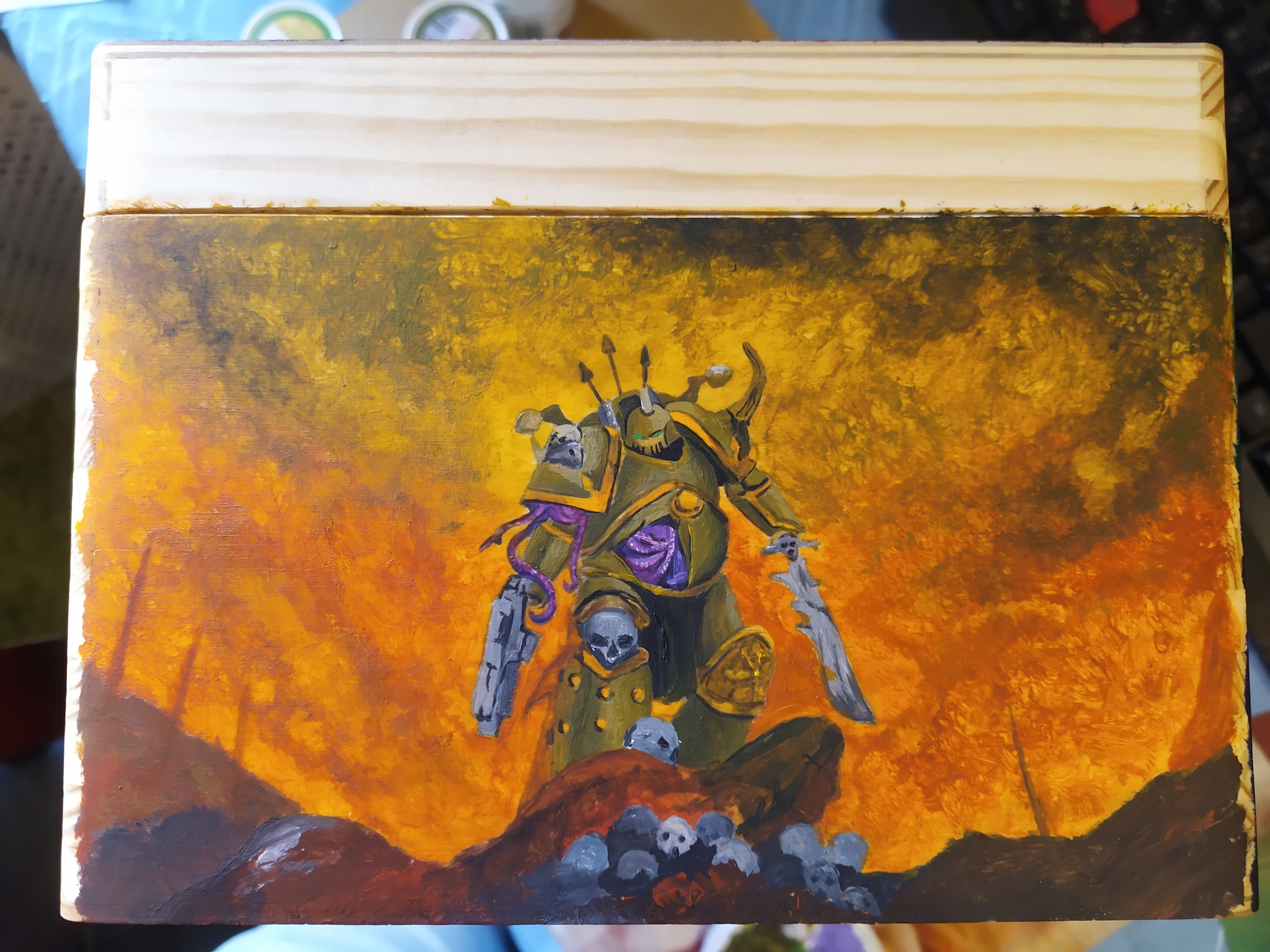 Through sweat and tears: part two. (Chaos this time.) Warhammer - My, Chaos, Gods of Chaos, Warhammer 40k, Creation, Casket, Longpost, Acrylic