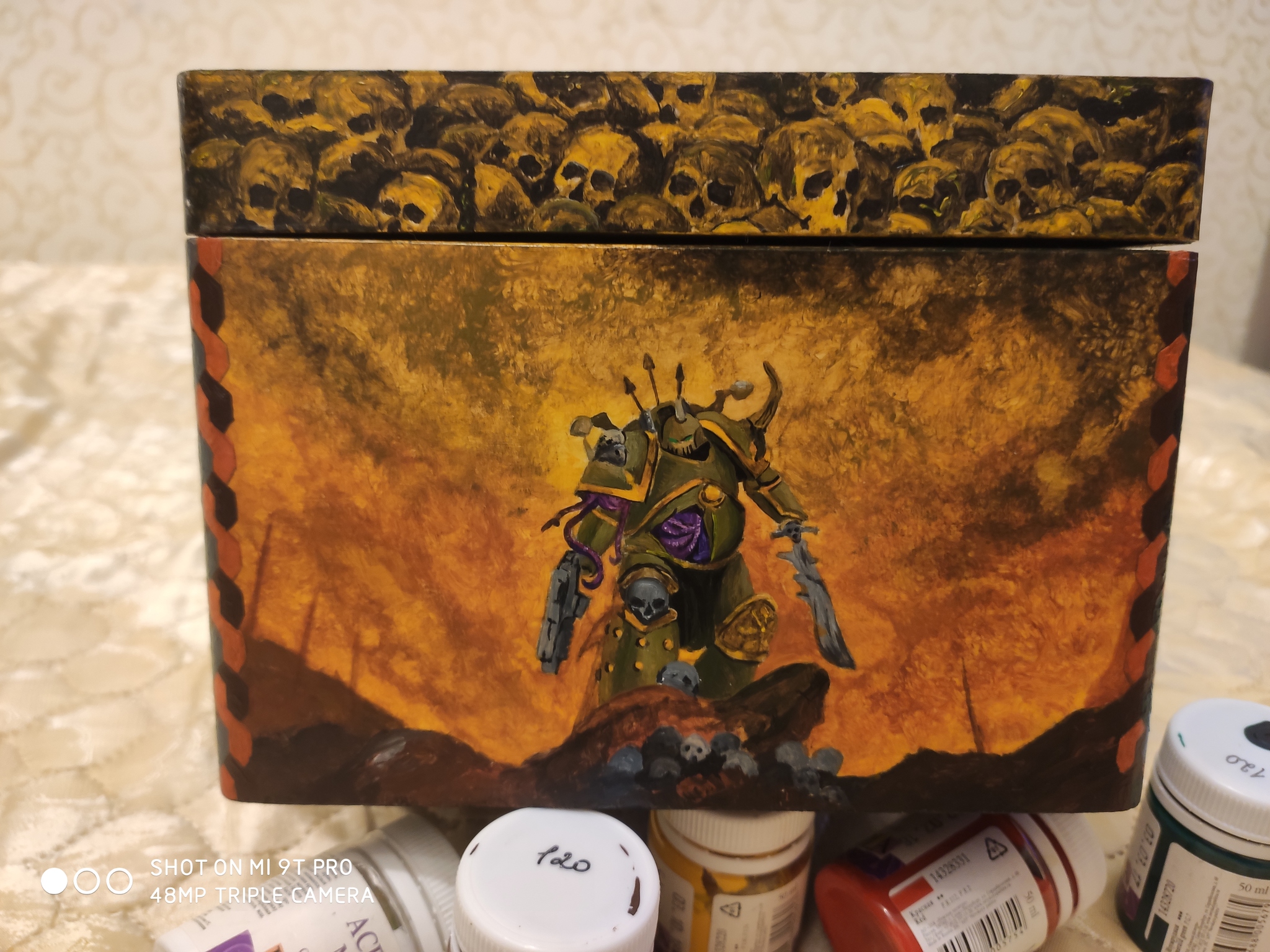 Through sweat and tears: part two. (Chaos this time.) Warhammer - My, Chaos, Gods of Chaos, Warhammer 40k, Creation, Casket, Longpost, Acrylic