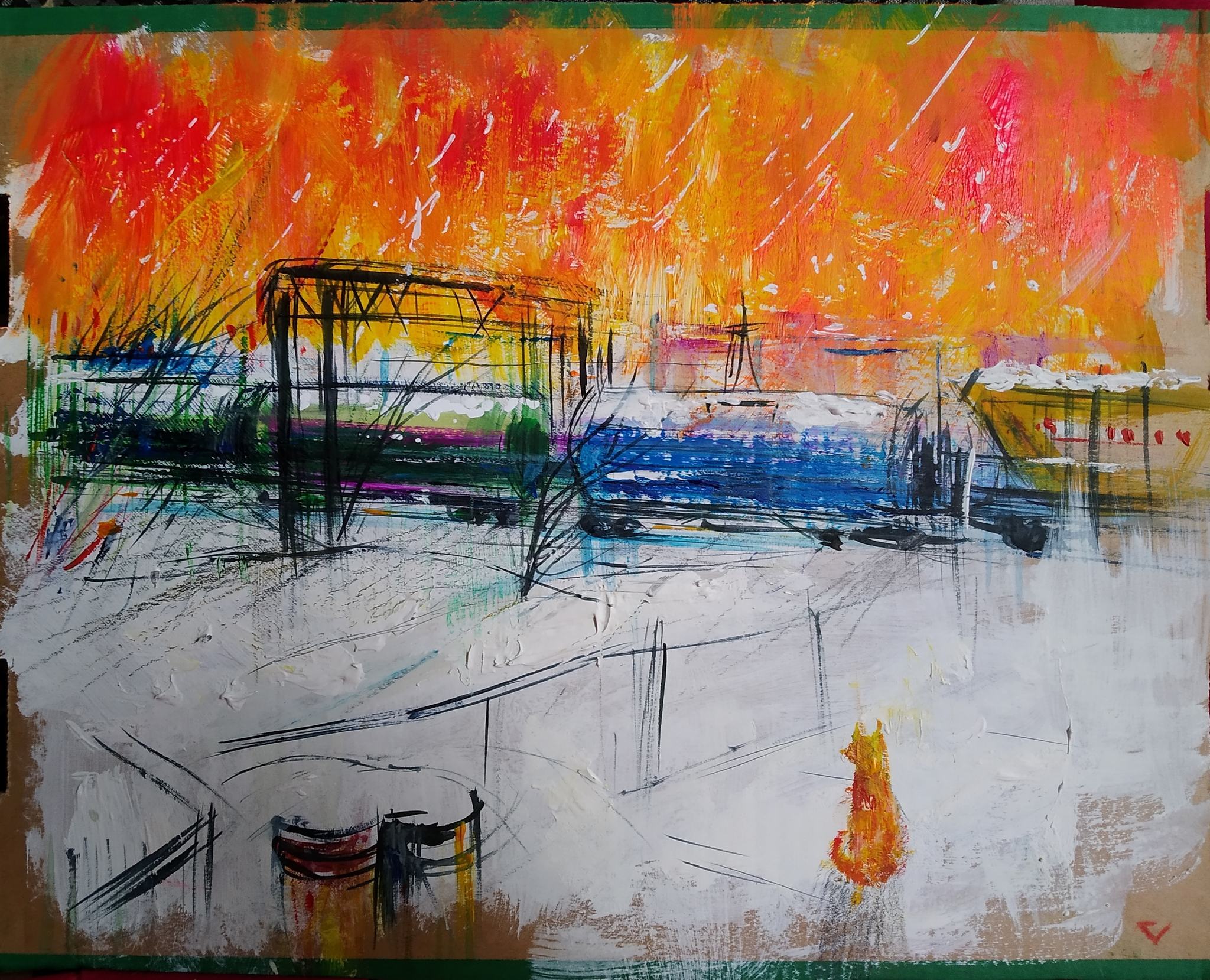 Driving - My, Painting, Railway, Acrylic, Etude, Severomorsk, Creation