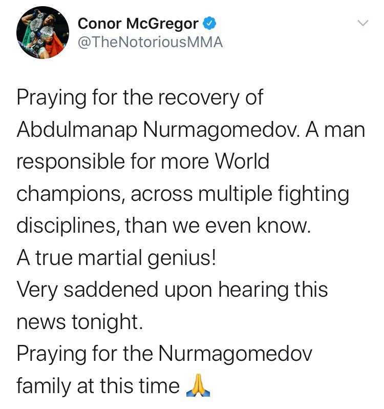 Worthy... - Conor McGregor, Twitter, Abdulmanap Nurmagomedov