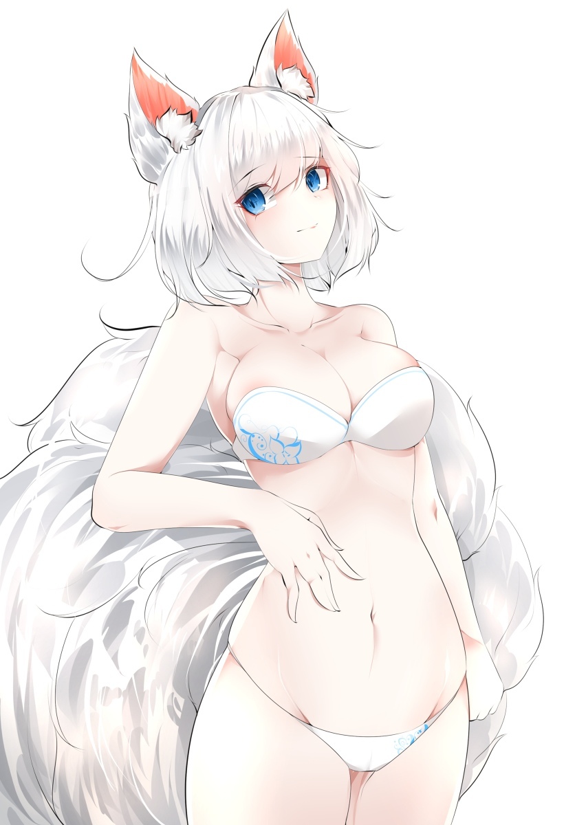 Акаги и Кага - NSFW, Аниме, Anime Art, Azur Lane, Akagi, Kaga, Animal Ears, Нижнее белье, Pixiv, Длиннопост