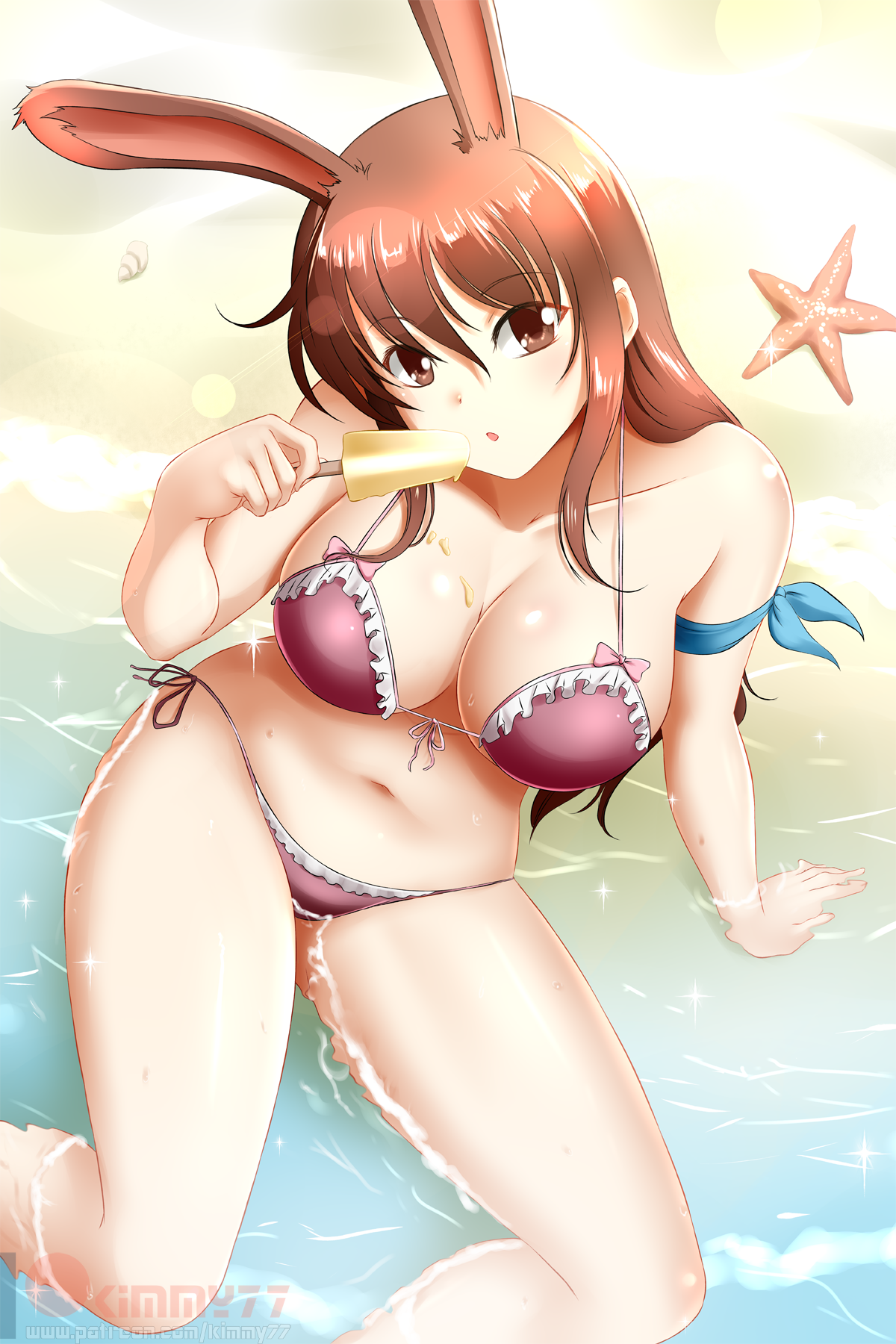 Velvet Scarlatina - NSFW, Anime, Not anime, RWBY, Anime art, Kimmy77, Breast, Swimsuit, Velvet Scarlatina