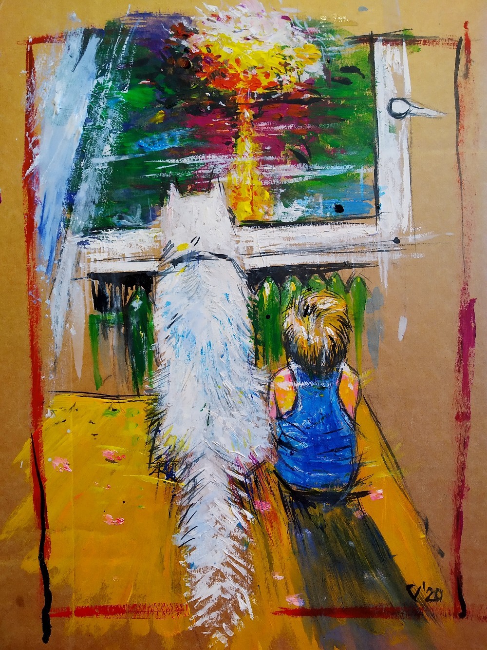 At the window - My, Etude, Painting, Painting, Dog, Children, Creation, Nuclear explosion