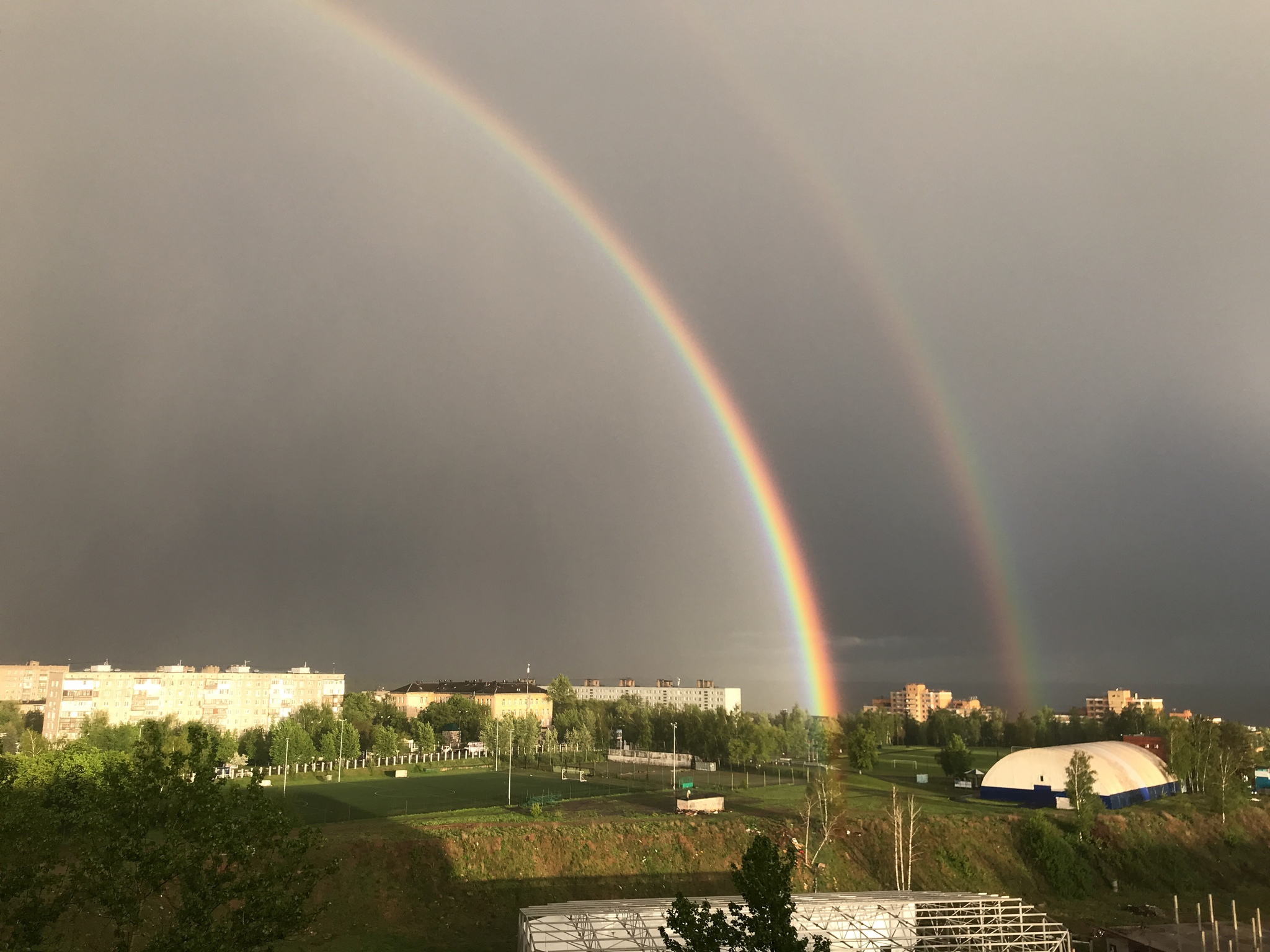 Today yesterday - My, Mobile photography, Rainbow, Weather, Sky, Longpost, Double Rainbow