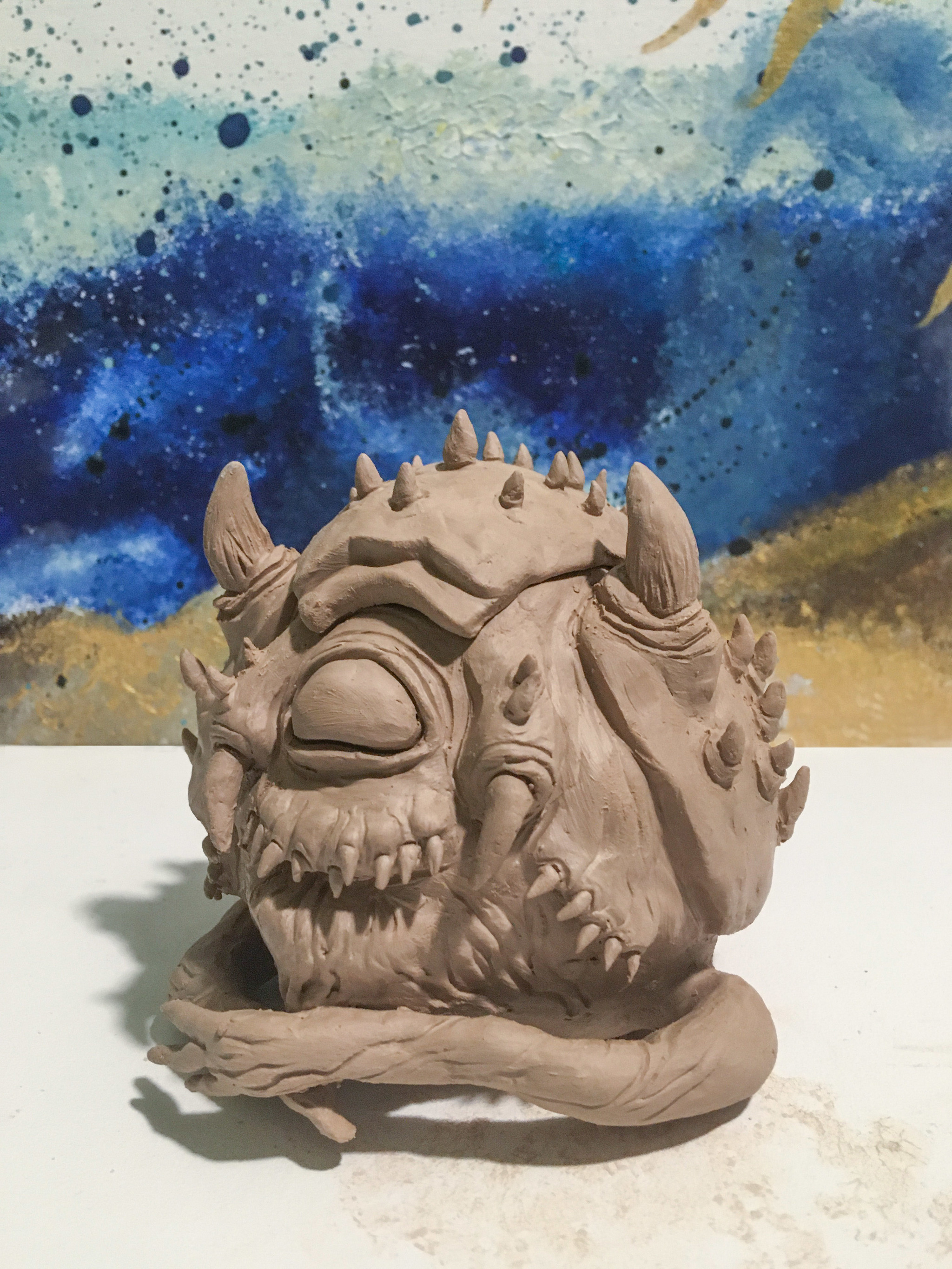 Clay and a little Doom - My, Ceramics, Лепка, Handmade, Doom, Clay, Longpost, Needlework with process, Kacodemon (Doom)