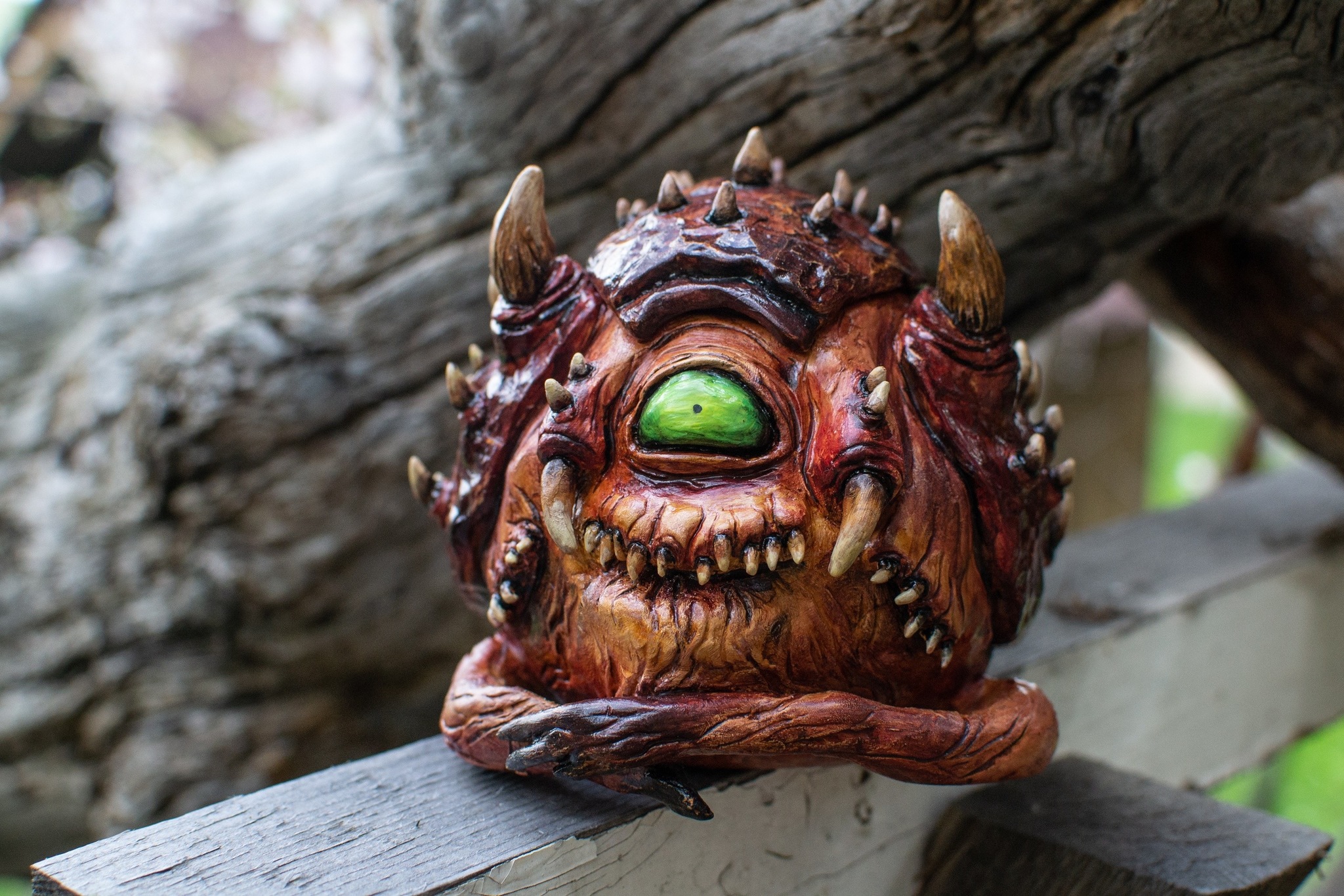 Clay and a little Doom - My, Ceramics, Лепка, Handmade, Doom, Clay, Longpost, Needlework with process, Kacodemon (Doom)