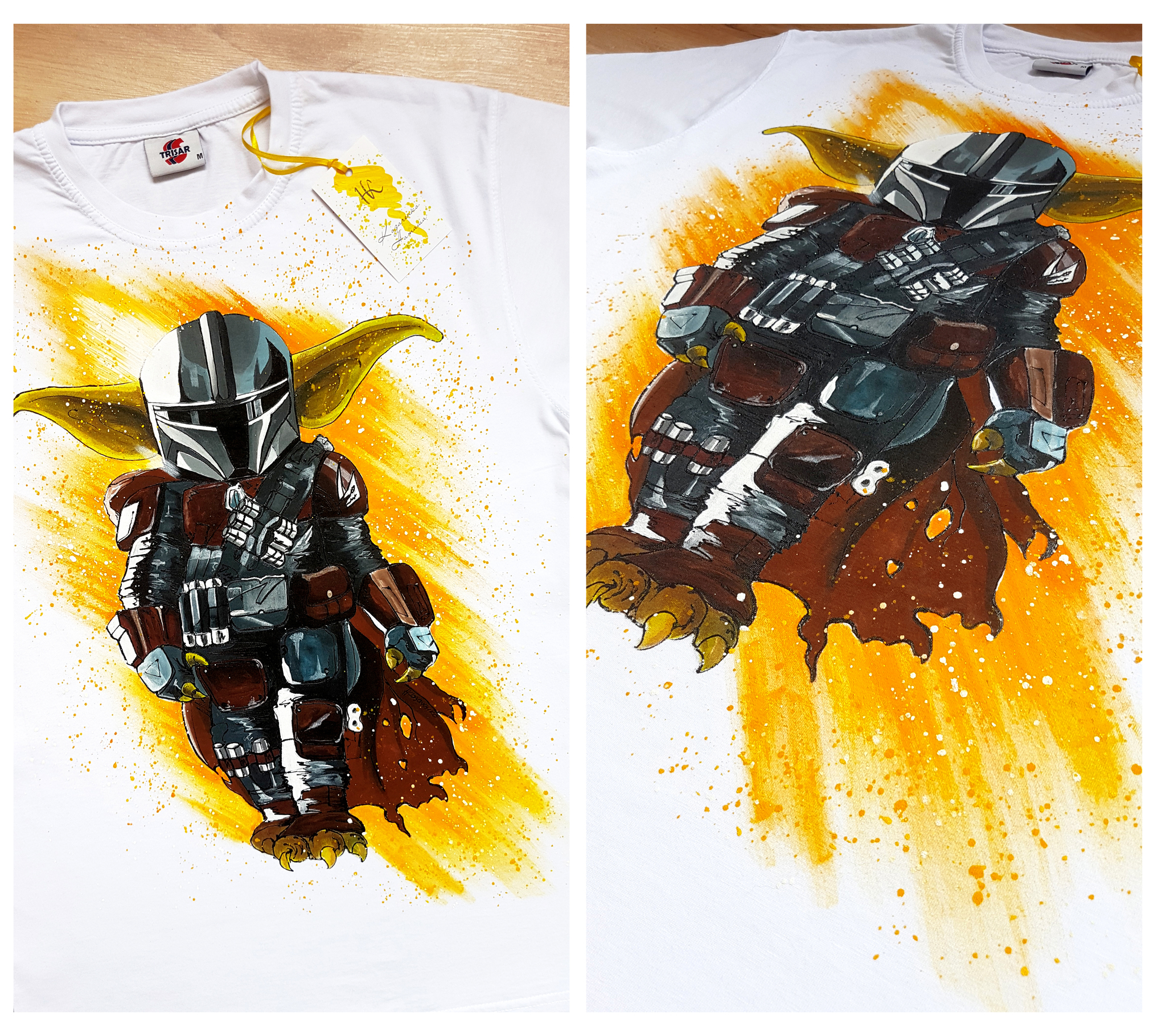 Hand painted Mandalorian - My, Art, Drawing, Mandalorian, Painting on fabric, Acrylic, Handmade, Creation, T-shirt