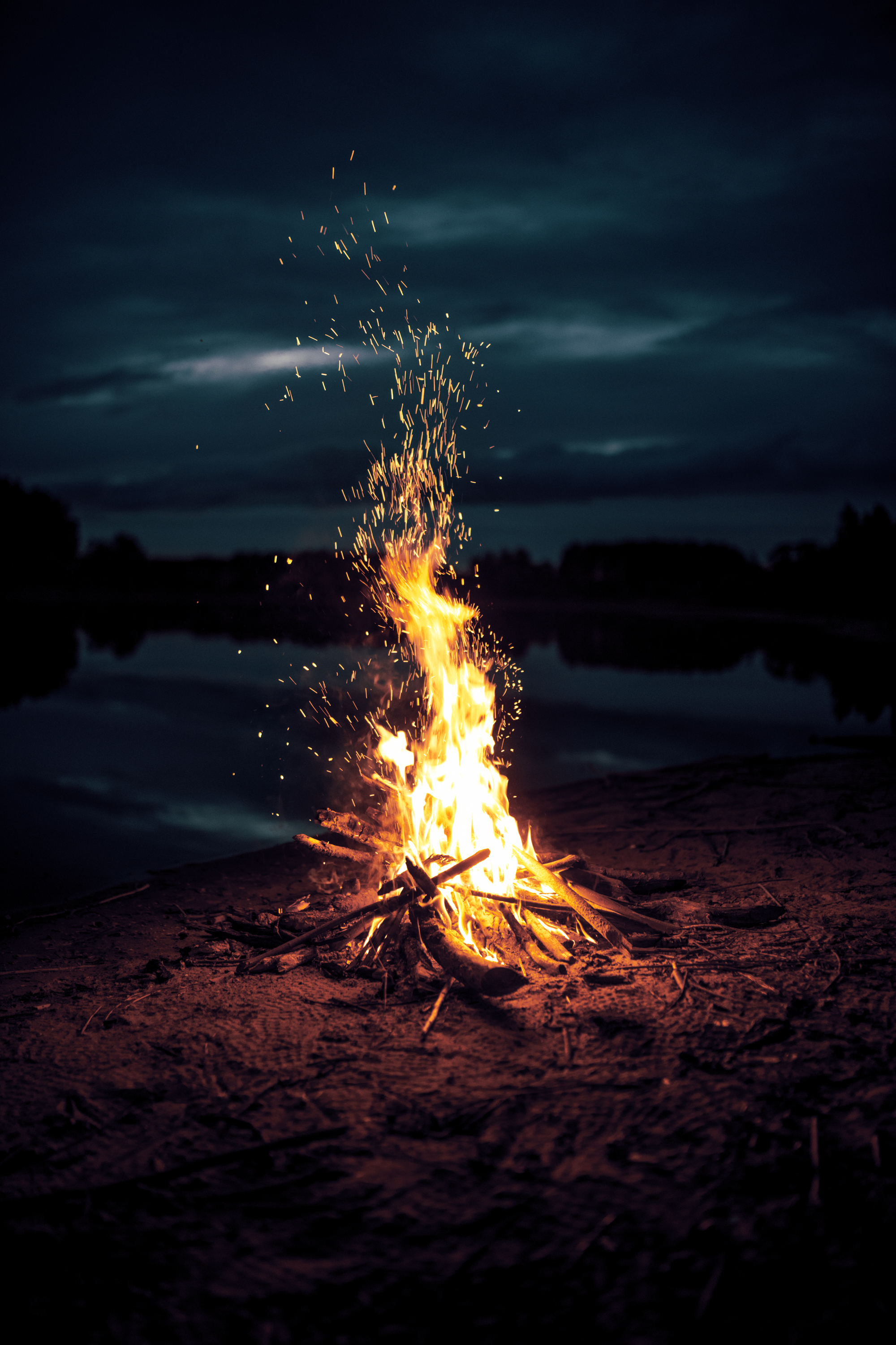 May stars - My, Bonfire, Nature, Hike, Lake, Thoughts, Evening, Sunset, The photo, Longpost