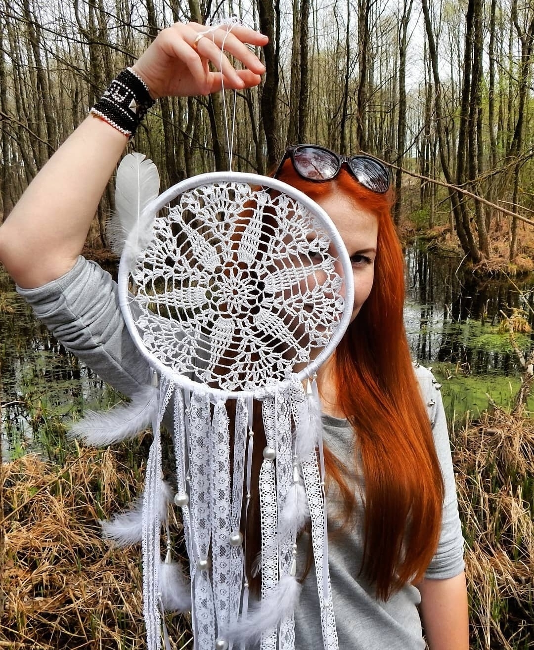 Dreamcatcher Swan Fidelity - My, Dreamcatcher, Boho, Handmade, Needlework without process, cat, Hobby, Needlework, The photo, Longpost