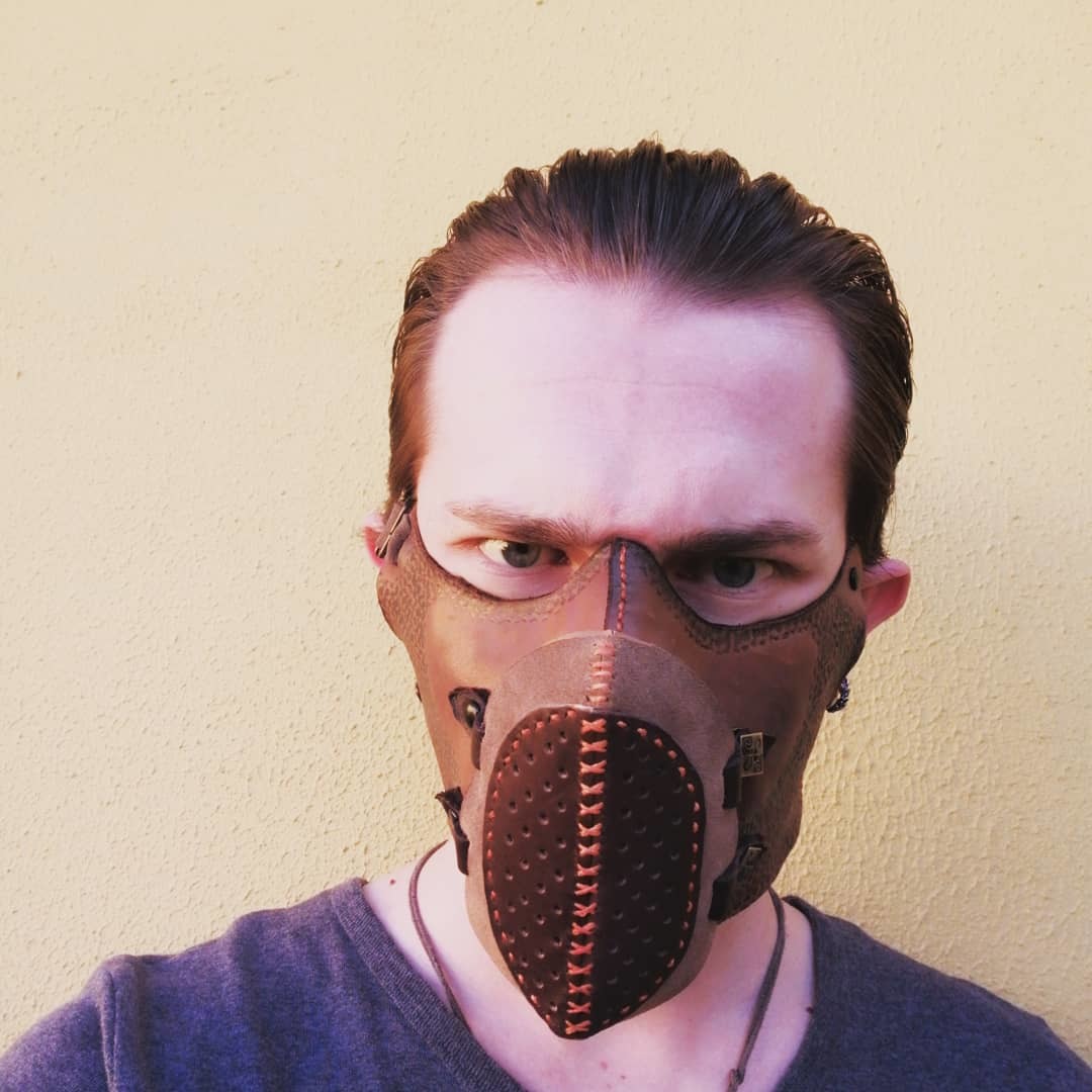 Leather mask with filter - My, Needlework without process, Natural leather, Mask, Longpost