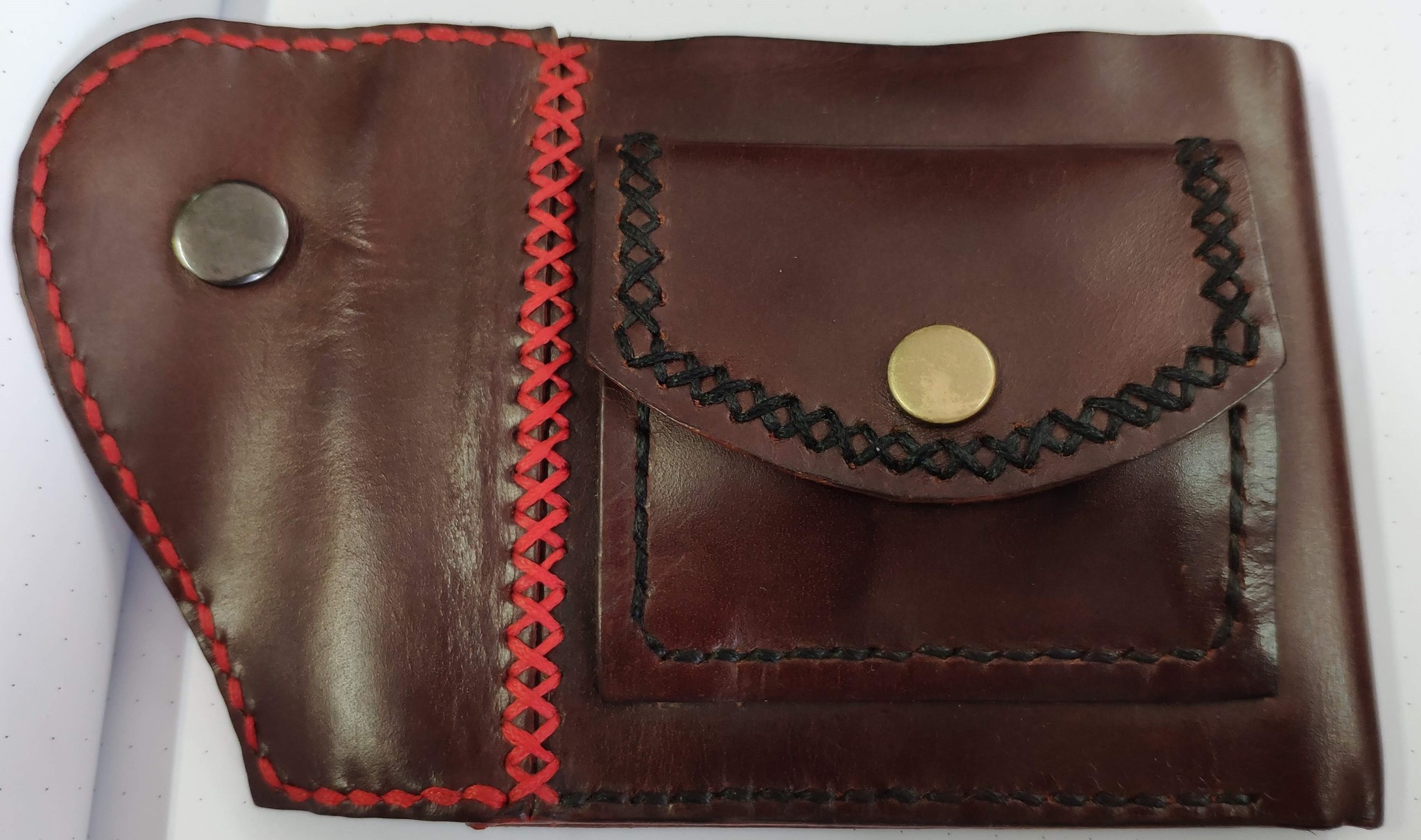 Leather wallet. For myself - My, Leather, With your own hands, Needlework, Longpost, Natural leather, Needlework without process