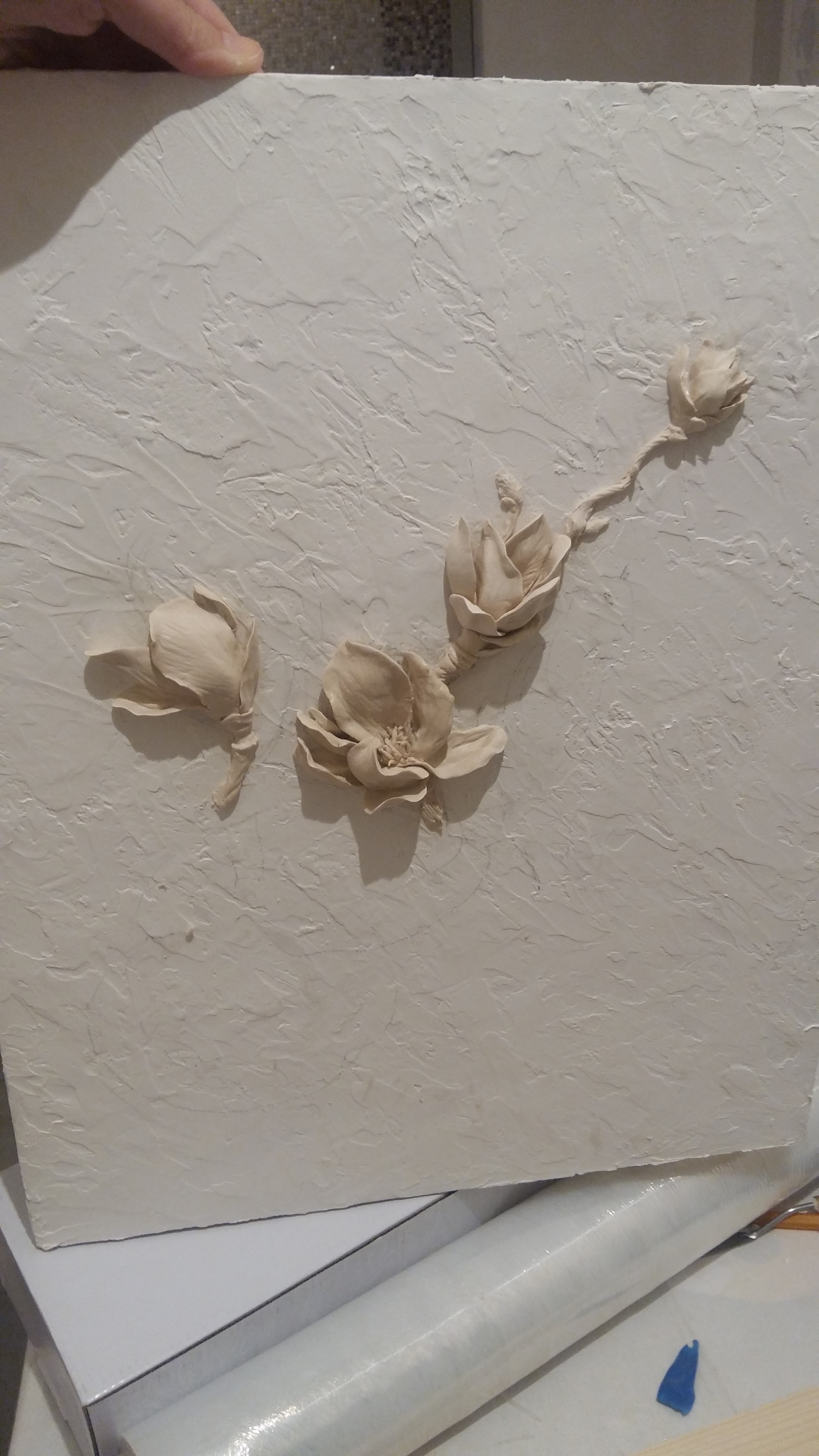 One of my first works! - My, Handmade, With your own hands, Art, Flowers, Лепка, Gypsum, Longpost