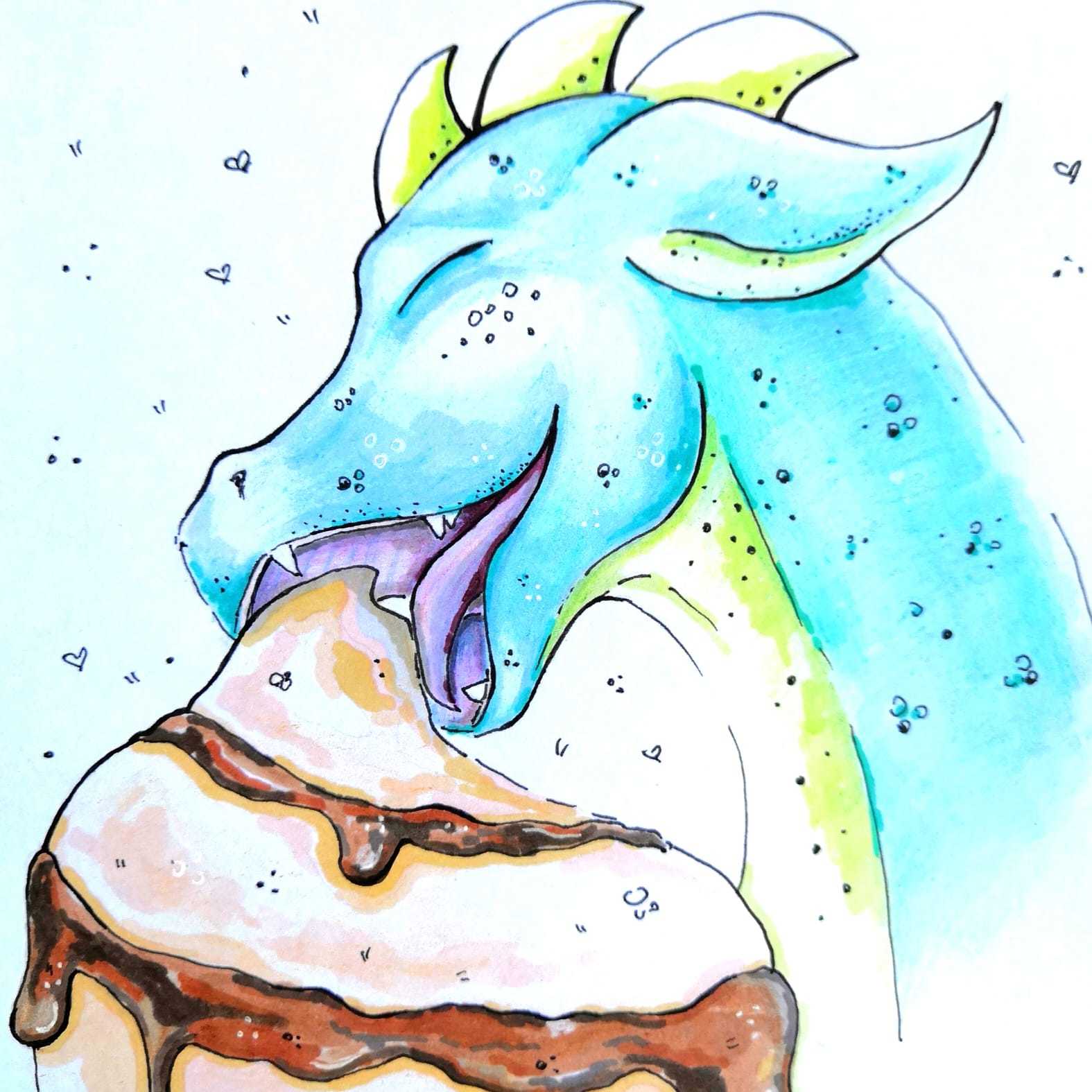 Kitchen dragons - My, The Dragon, Sketch, Food