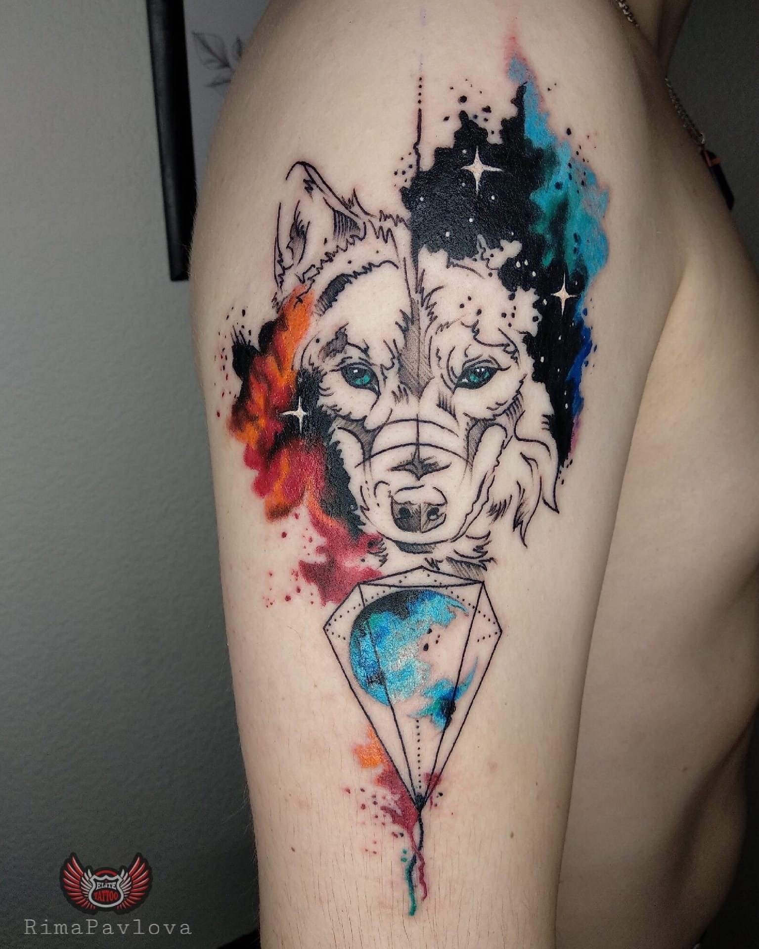 Wolf - My, Tattoo Lovers League, Tattoo, Watercolor, Wolf