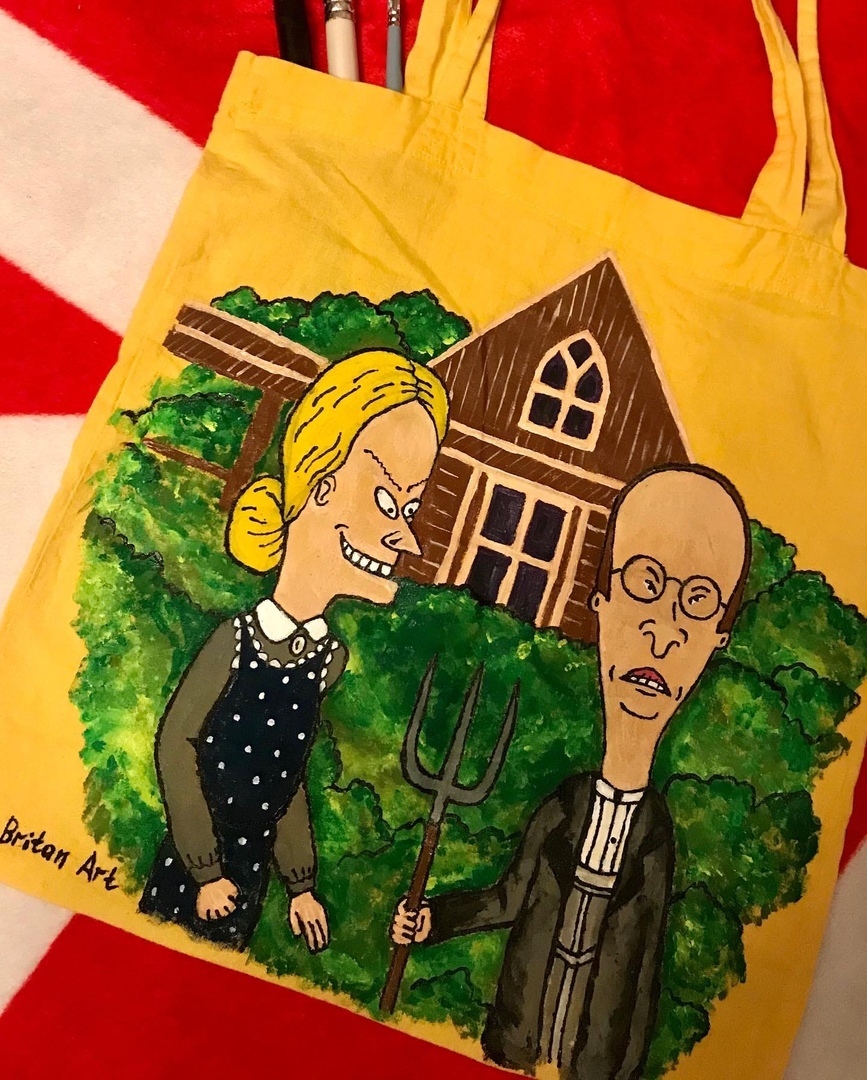 Are there any Beavis and Butt-head fans here? - My, Beavis and Butt-head, Сумка, Painting on fabric, Drawing, Artist, Art, Longpost