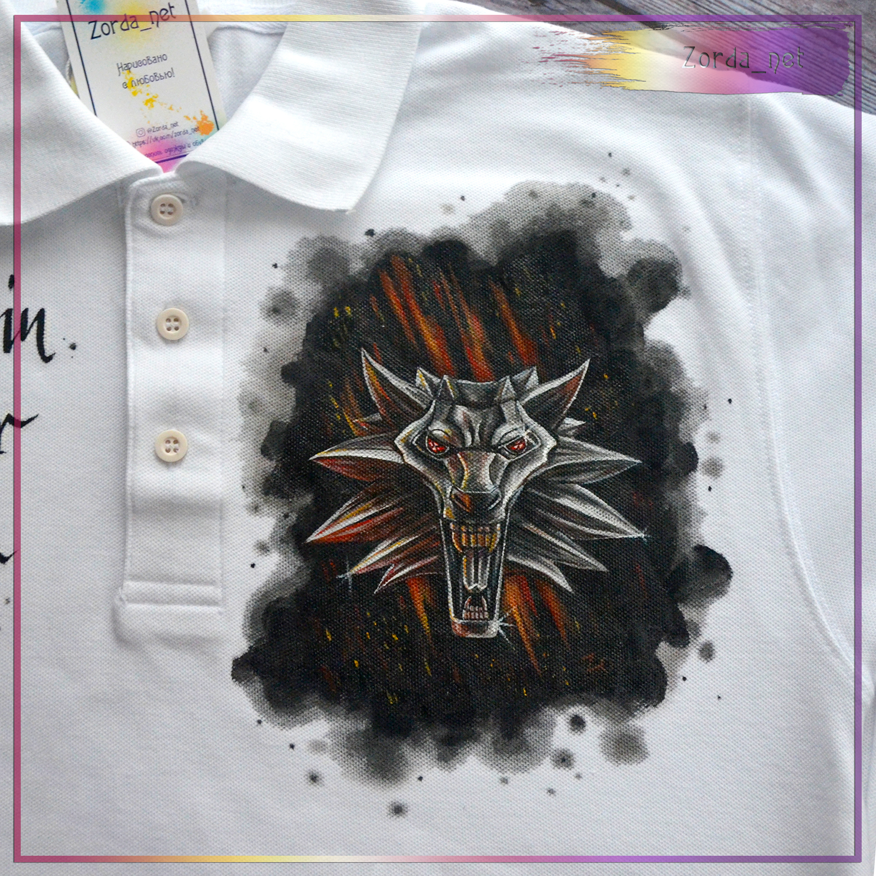 The Witcher hand painted on fabric - My, Witcher, Geralt of Rivia, Friday tag is mine, Needlework without process, Painting on fabric, Longpost