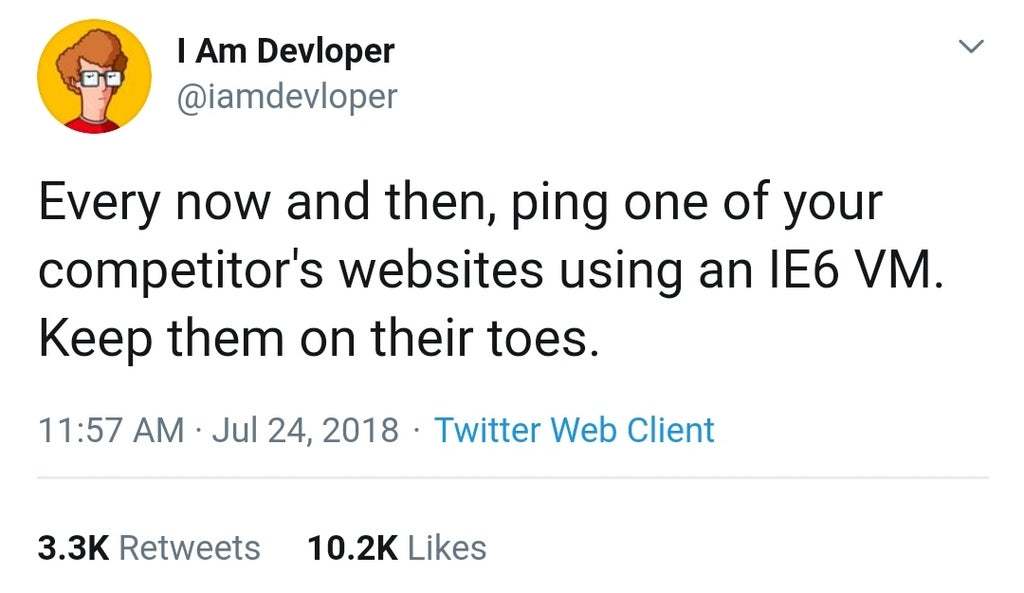 Хитрый план - Internet Explorer, Хитрость, Профессиональный юмор, Веб-Разработка, Twitter, Скриншот