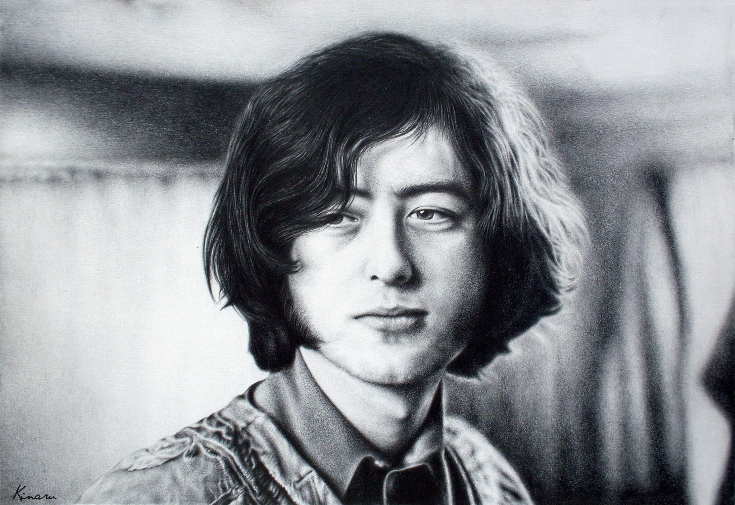 My drawing of Jimmy Page with simple pencils) - My, Drawing, Art, Portrait, Artist, Pencil drawing, Creation, Led zeppelin