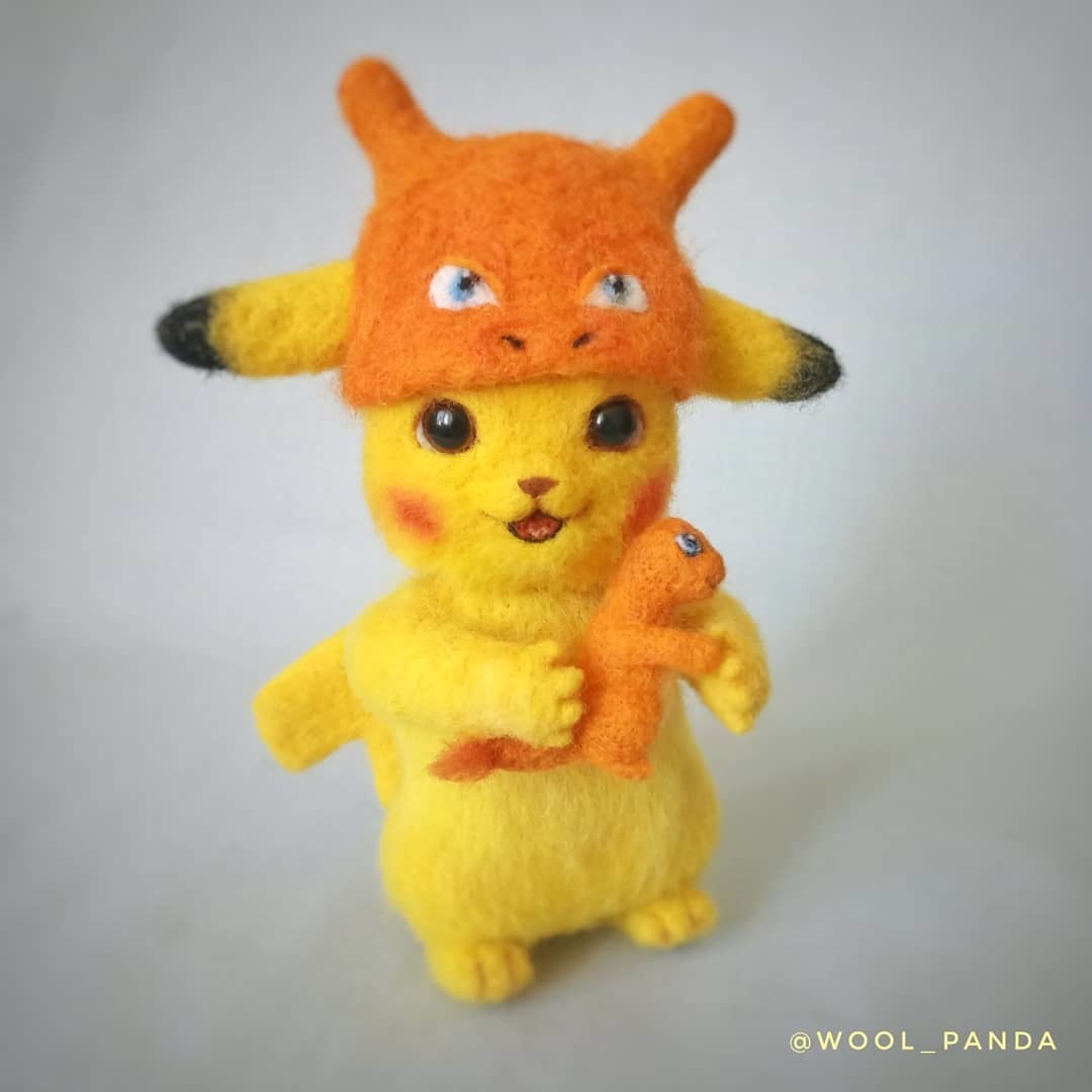 Pikachu (felt) - My, Pikachu, Cool PokГ©mon, Pokemon, Dry felting, Wallow, Needlework without process, Handmade, Desk lamp, Longpost