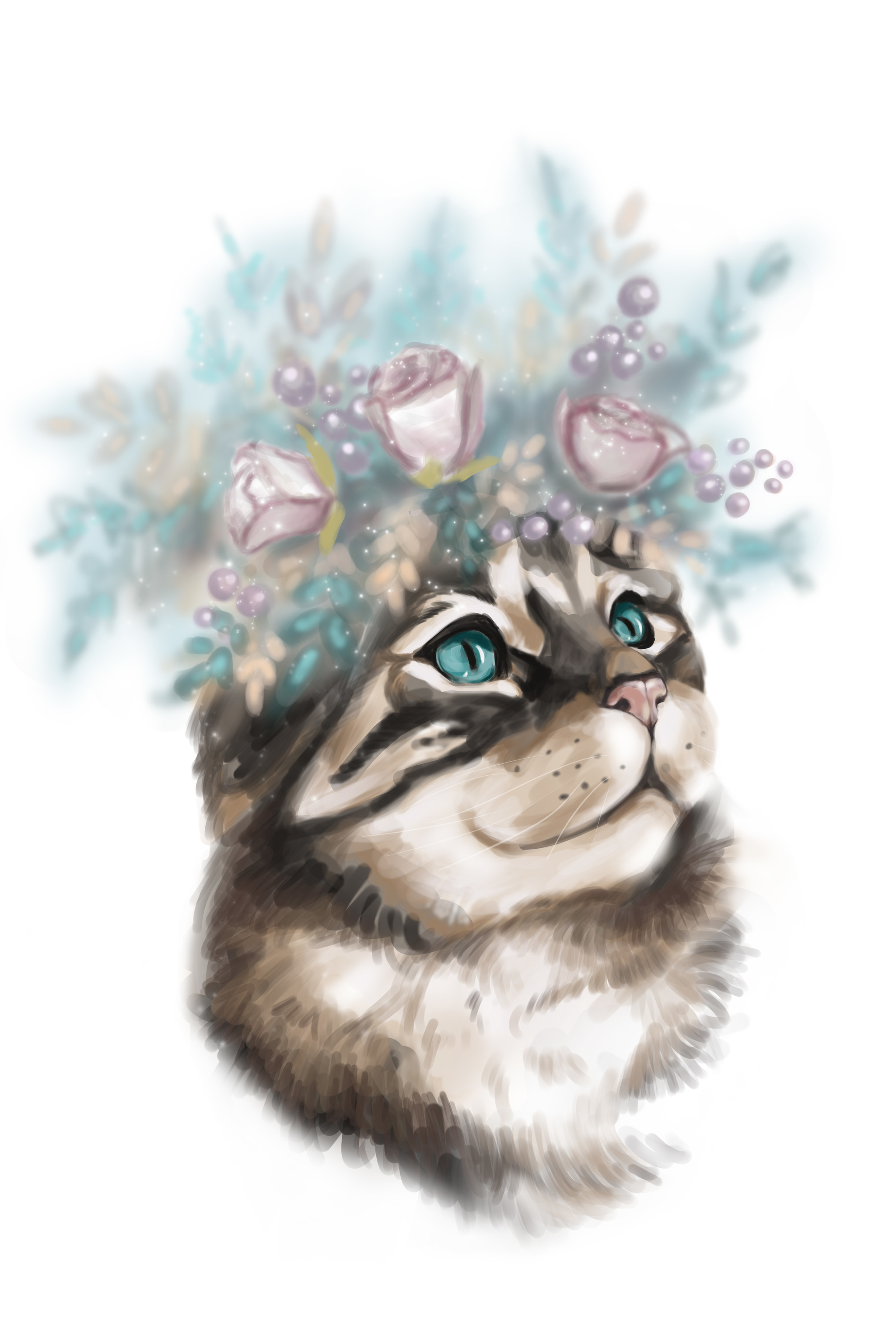 Wreath - My, Digital drawing, Digital, Art, Animals, cat