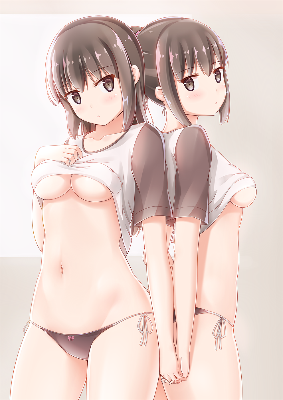 Sakura petals part 2 - NSFW, Anime, Anime art, Original character, Yuri, Bunnysuit, Underwear, Pantsu, Longpost