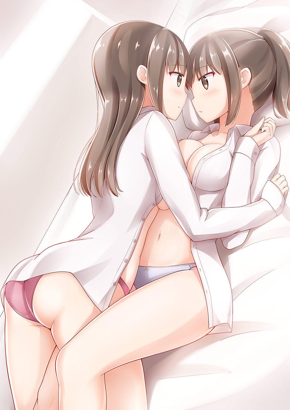 Sakura petals part 2 - NSFW, Anime, Anime art, Original character, Yuri, Bunnysuit, Underwear, Pantsu, Longpost