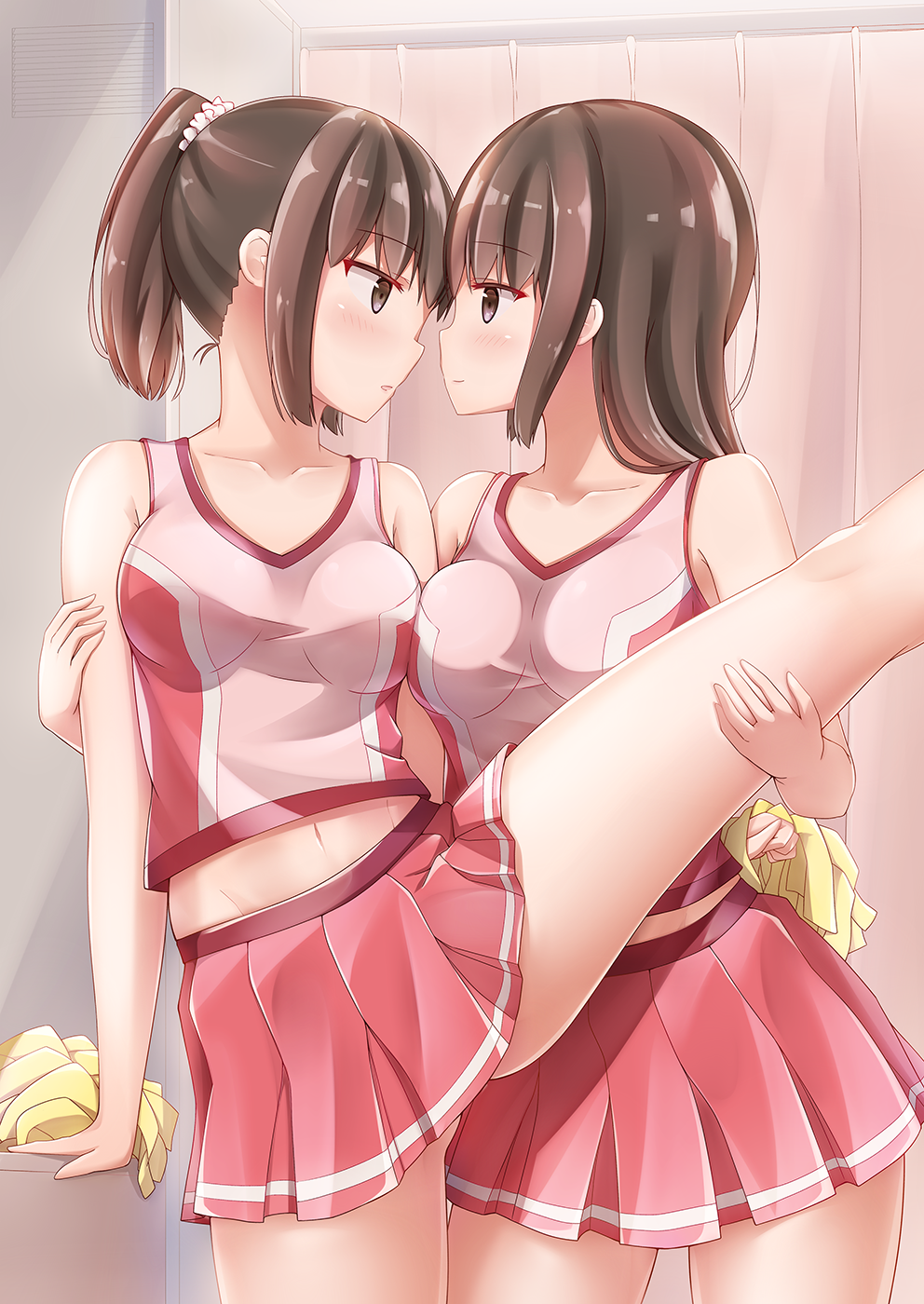 Sakura petals part 2 - NSFW, Anime, Anime art, Original character, Yuri, Bunnysuit, Underwear, Pantsu, Longpost