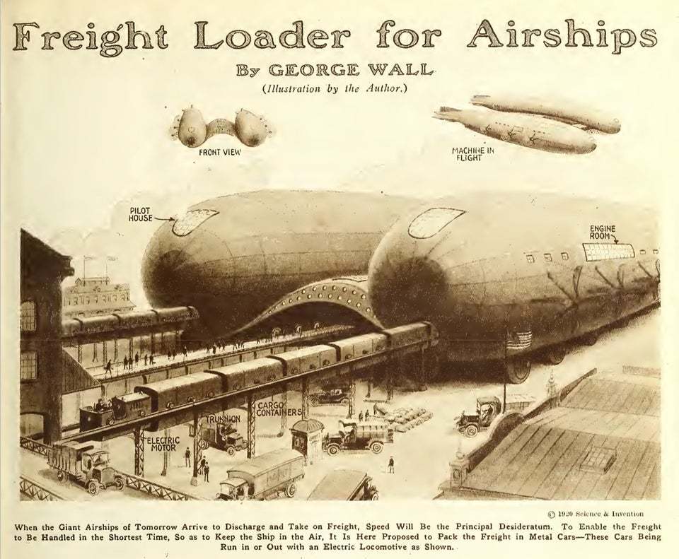 Techno-dreams about the future - Retrofuturism, Cargo transportation, Illustrations, 1920s, Airship