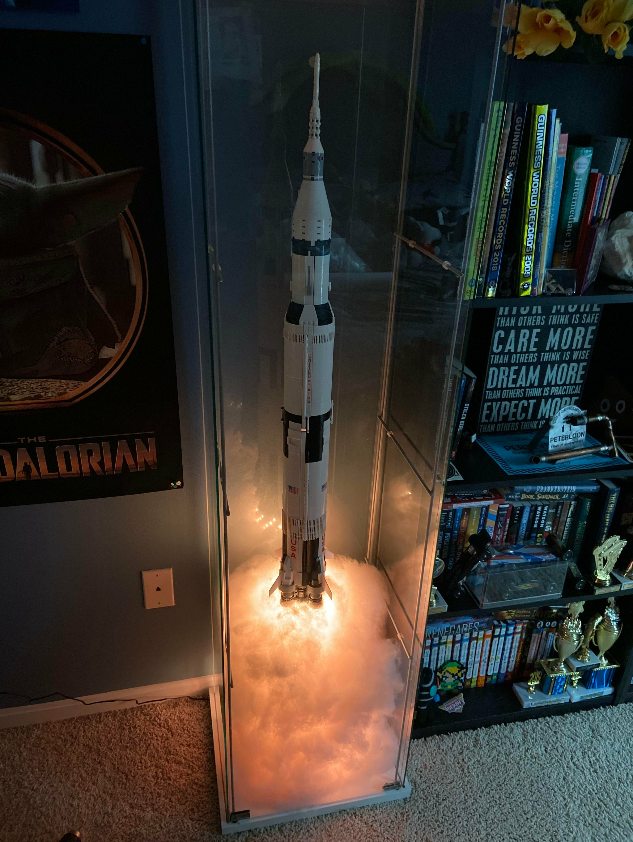 3, 2, 1, Launch! The rocket has gone! - Constructor, Lego, Saturn V, Rocket, Stand, USA, Space, Longpost