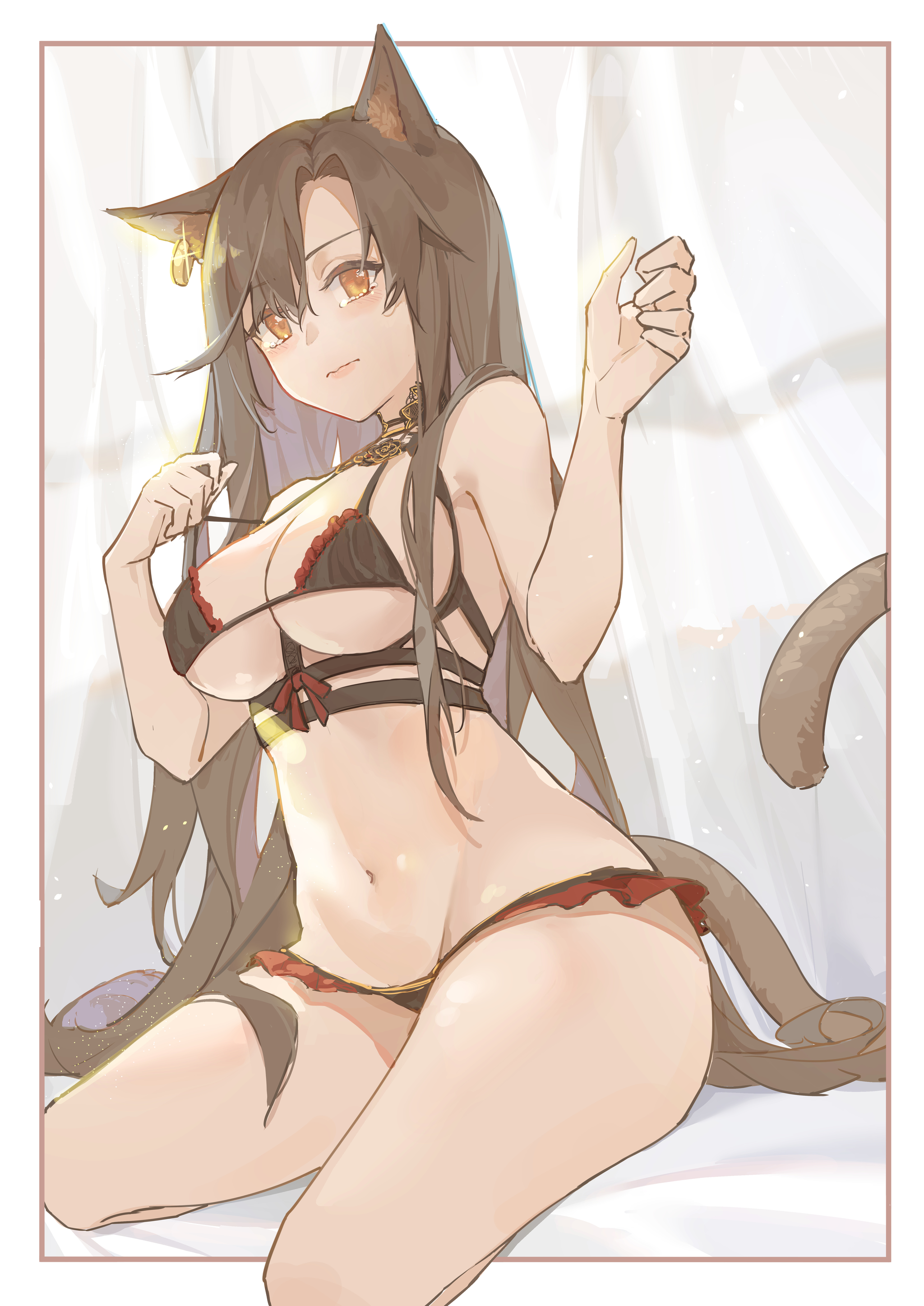 Skyfire - NSFW, Аниме, Anime Art, Arknights, Skyfire, Нижнее белье, Грудь, Панцу, Animal Ears