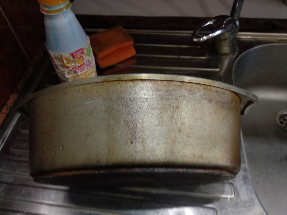 Cleaning an aluminum duck pan - My, Dirty dishes, Dishwashing, Longpost