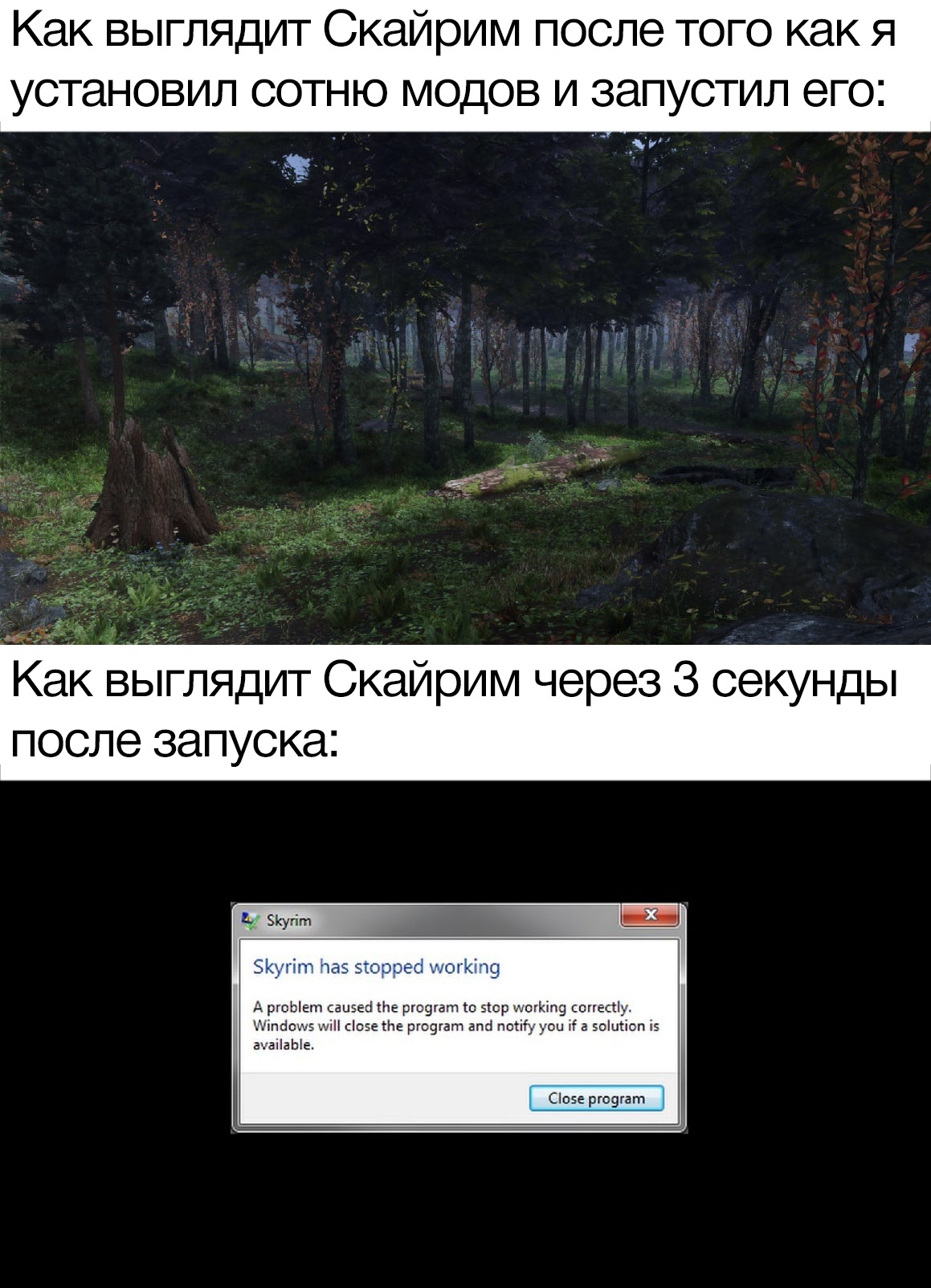 Доигрался - The Elder Scrolls V: Skyrim, Моды, Fail, Картинка с текстом, Видеоигра