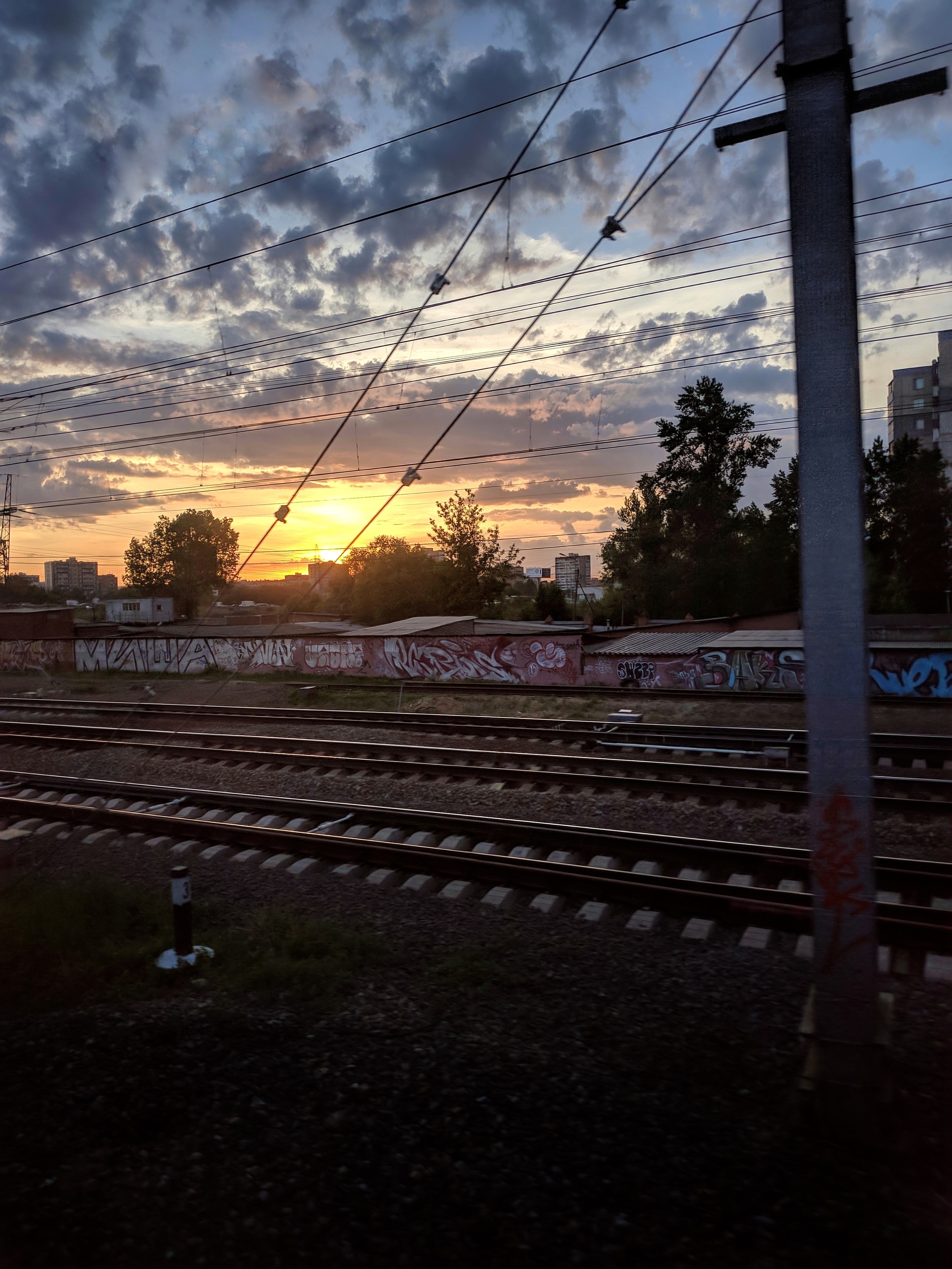 Inspired by Makoto Shinkai - My, Makoto Shinkai, Clouds, Power lines, Train, beauty, Longpost