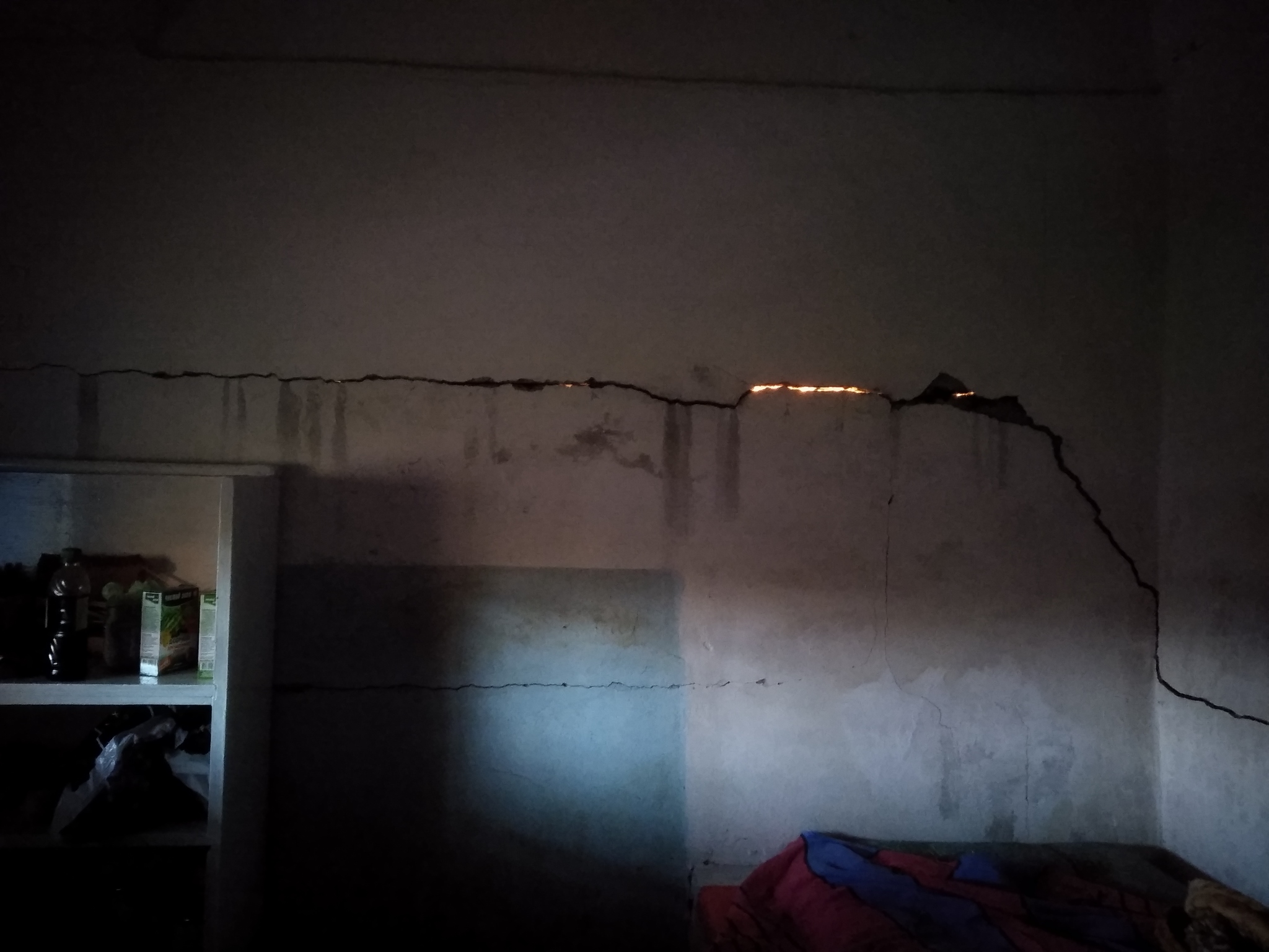 Unusual sunset - My, Destruction, Sunset, Crack, Emergency housing, Longpost