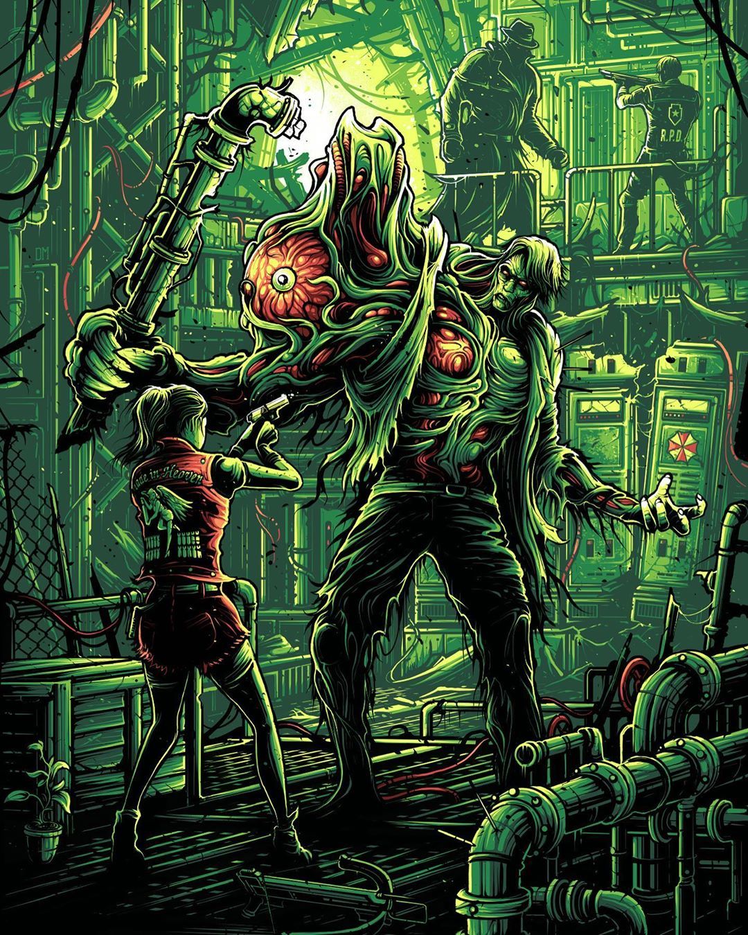 Resident Evil 2 - Resident Evil 2, Leon Kennedy, Birkin, Арт, Dan Mumford