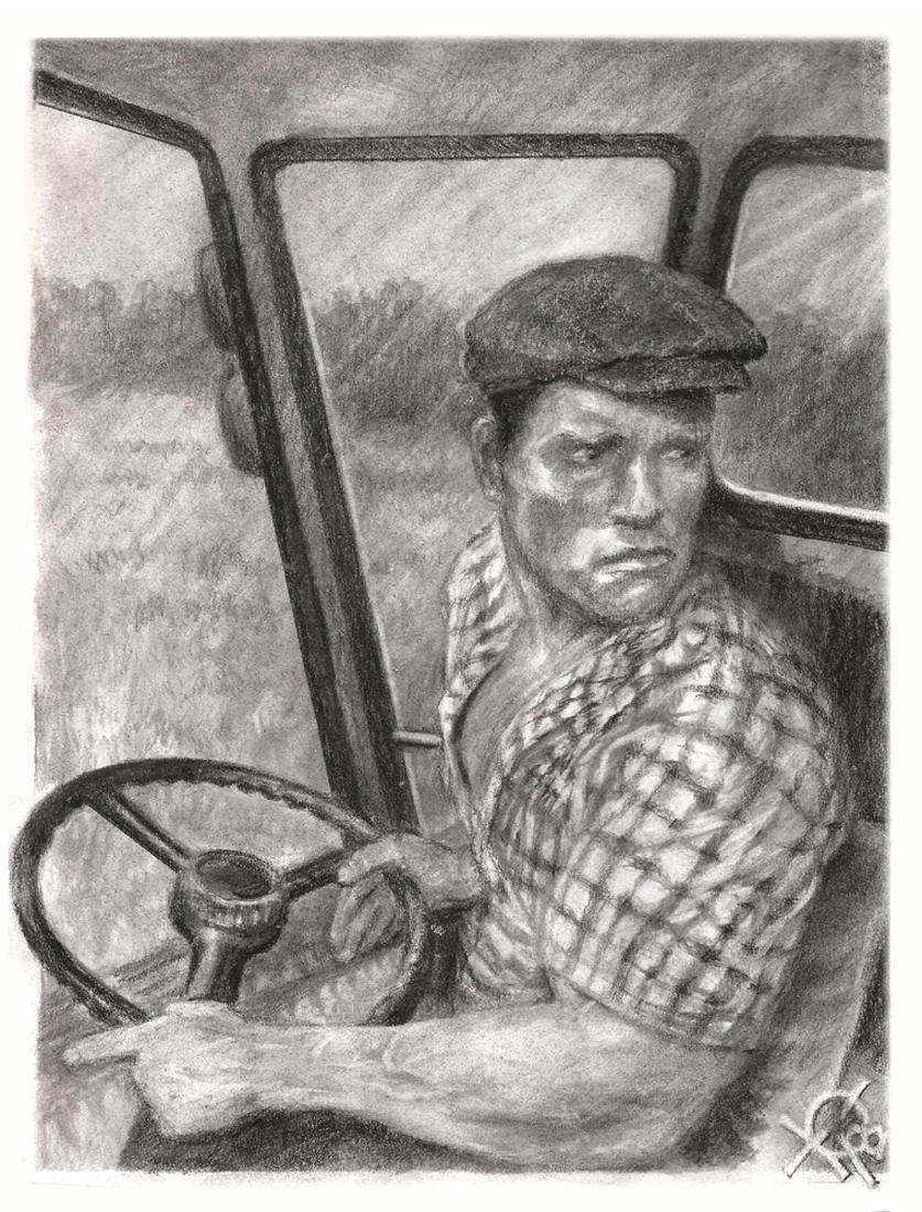 Plow-Dig!? - My, Arnold Schwarzenegger, Charcoal drawing, sowing, Drawing