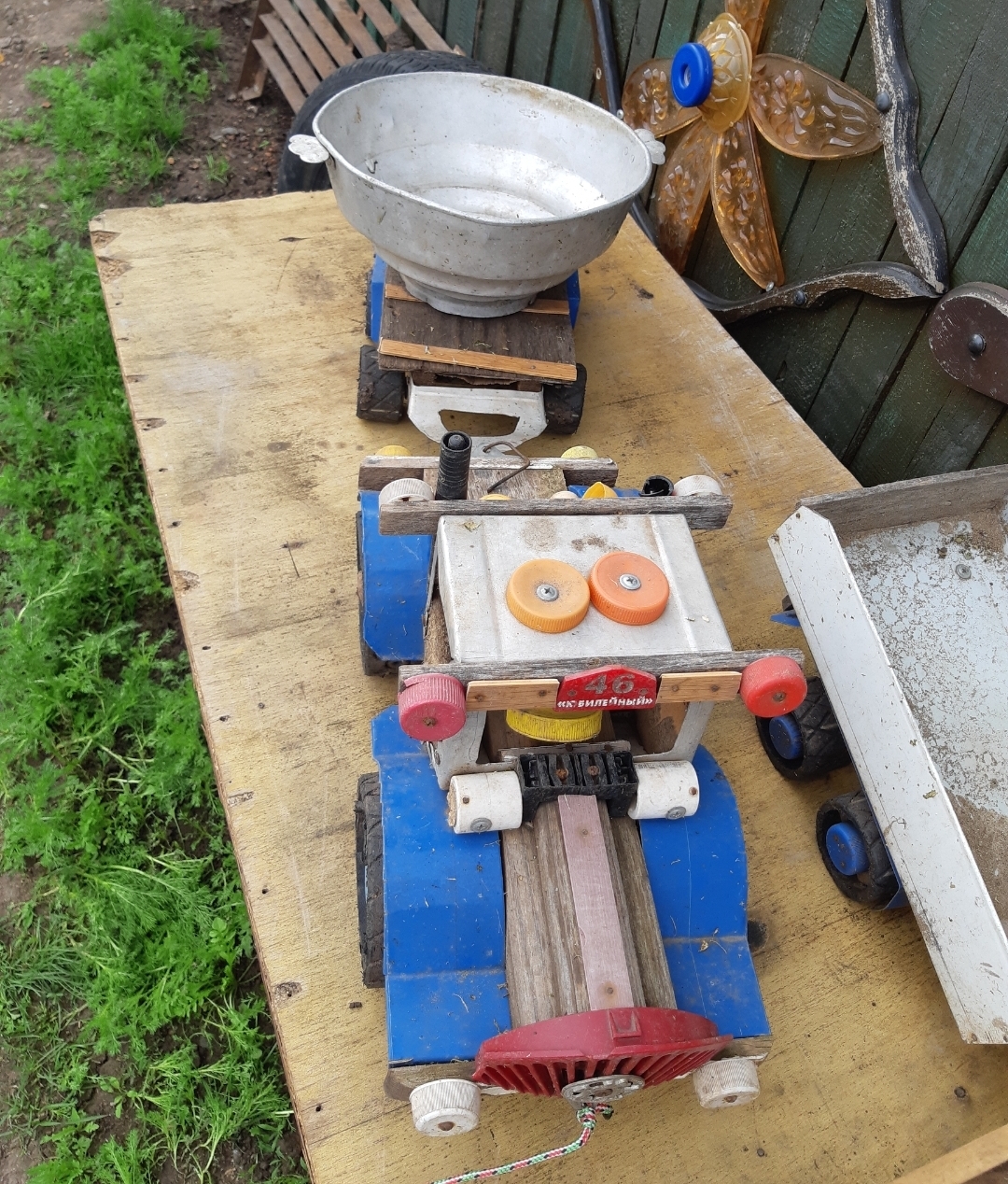 Grandfather and birdhouse - My, Homemade, Creation, Toys, Birdhouse, Tractor, Grandfather, Longpost