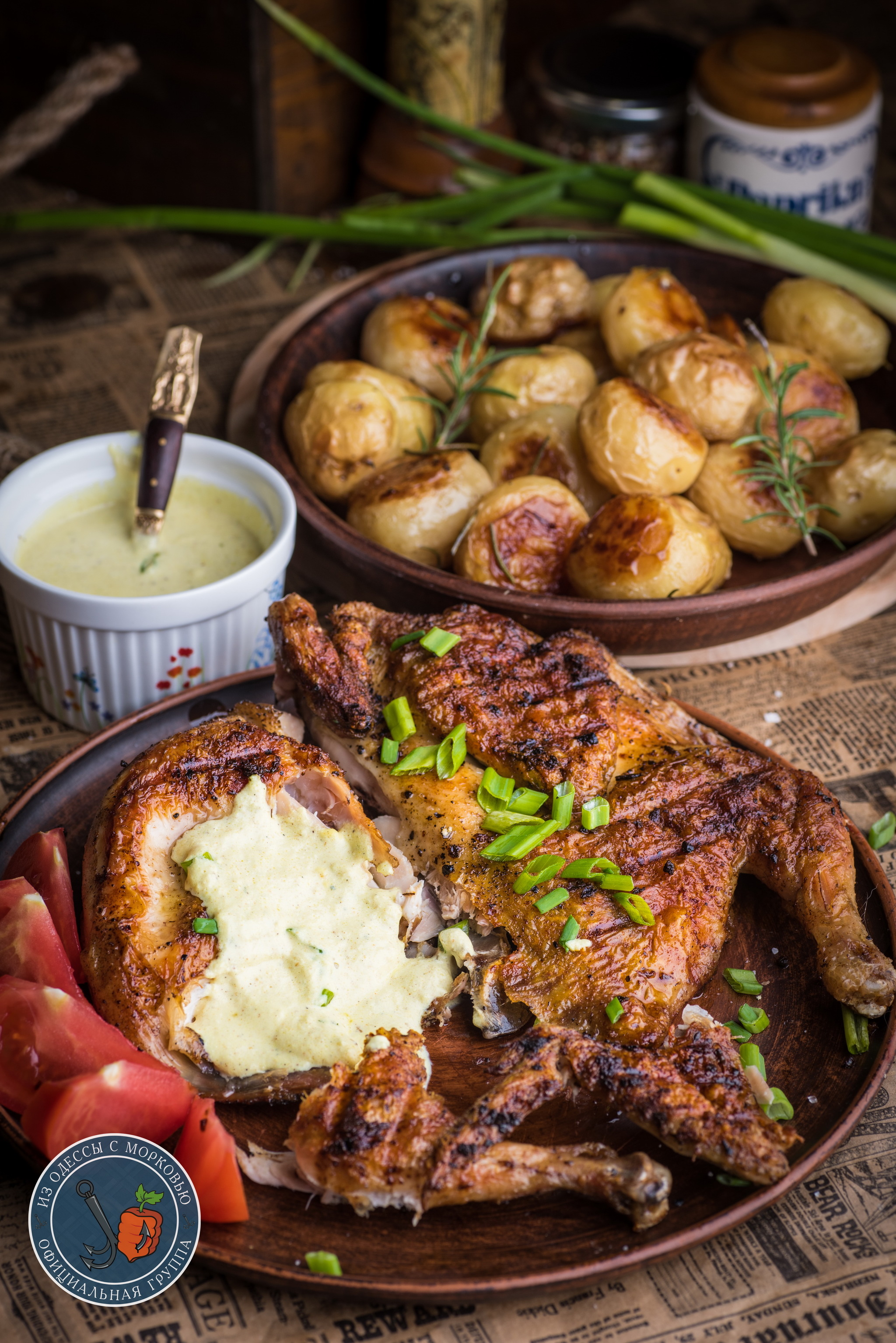 Fried chicken with curry sauce and baked potatoes - My, From Odessa with carrots, Cooking, Food, Recipe, Longpost, The photo, Chickens