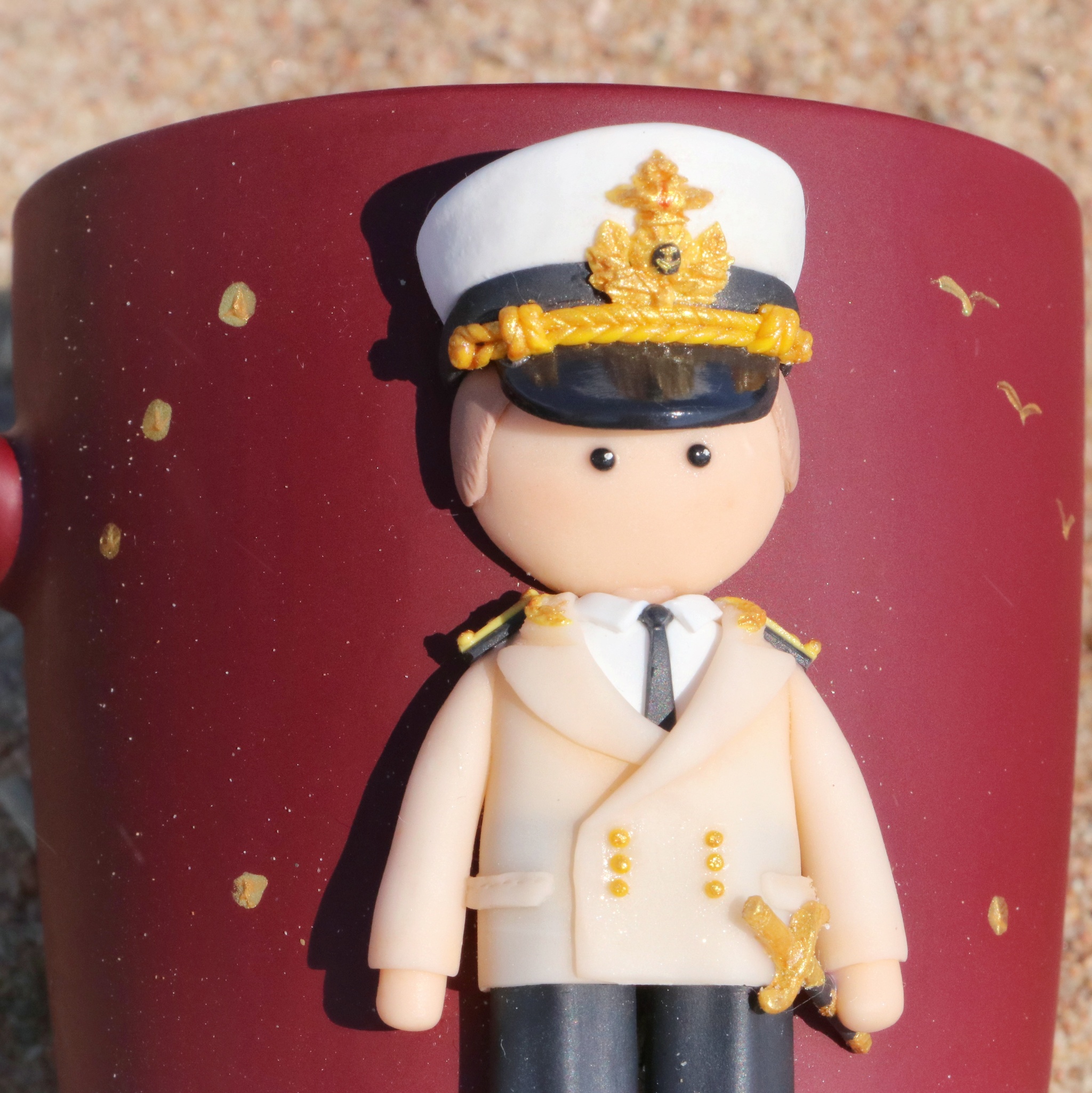 For Navy Day - My, Mug with decor, Лепка, Navy Day, Officers, Needlework with process, Process, Longpost