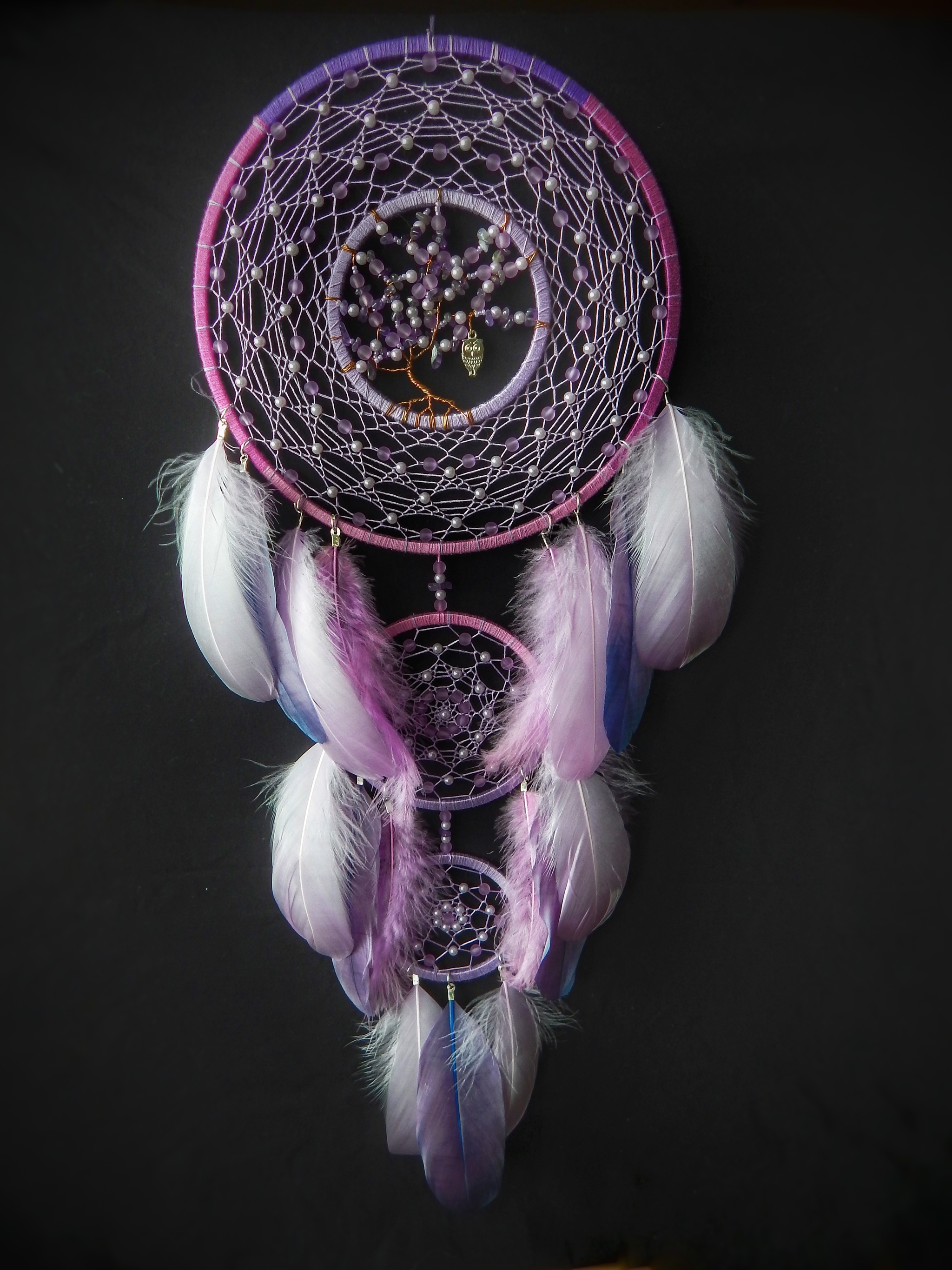 Dream catcher Jacaranda - My, Dreamcatcher, Handmade, Tree, JACARANDA, Hobby, Needlework without process, With your own hands, The photo, Longpost