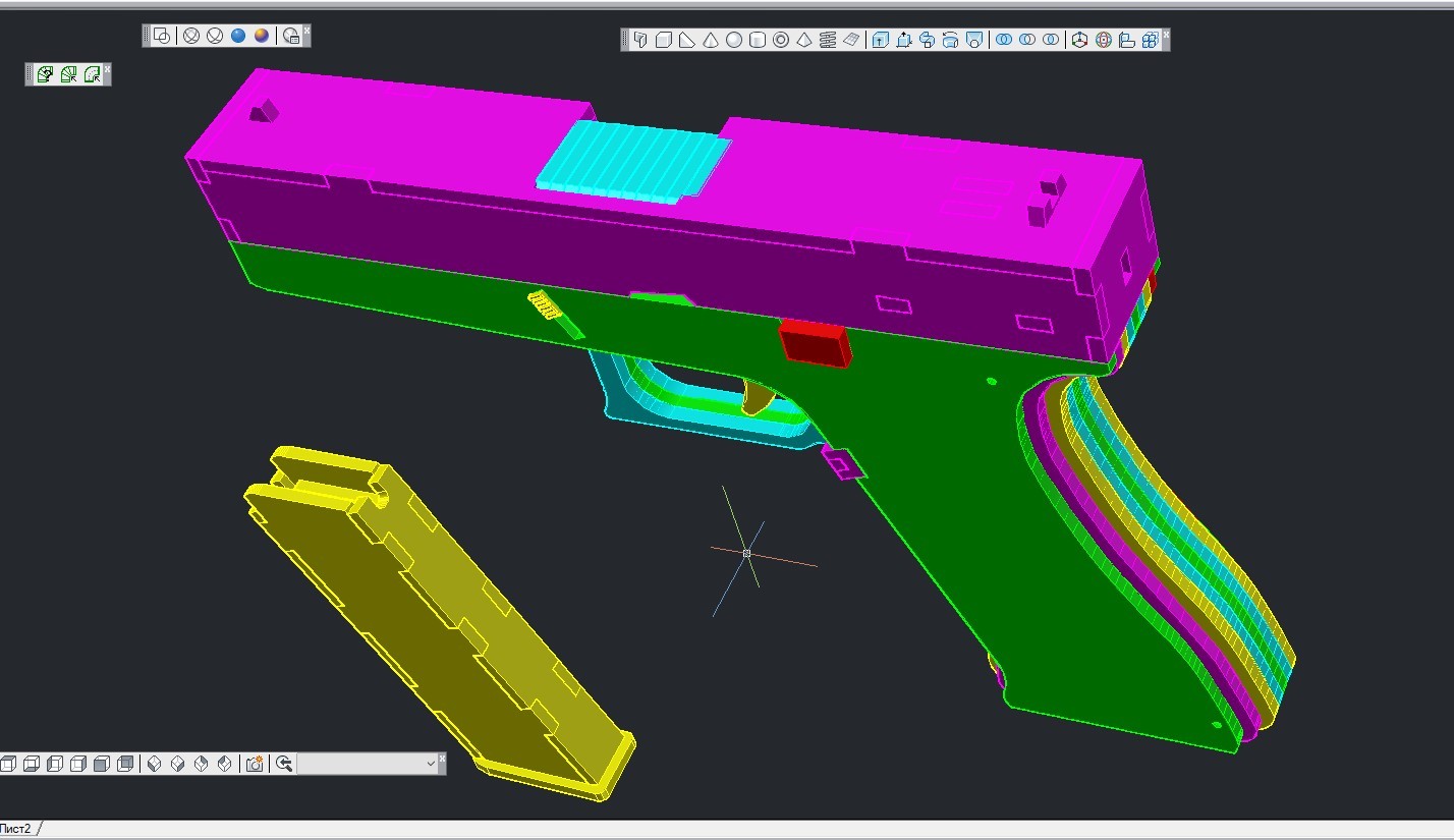 Concluding the topic of self-isolation Glock17 - My, 3D, Glock pistol, Self-isolation, Toys, Weapon, 3D modeling, Computer simulation, Longpost